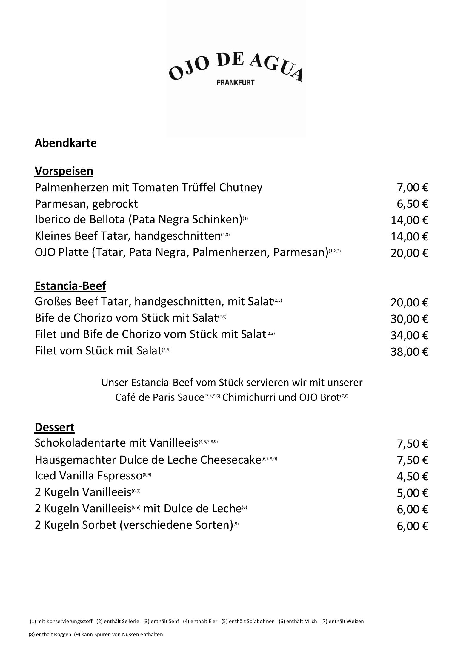 Speisekarte