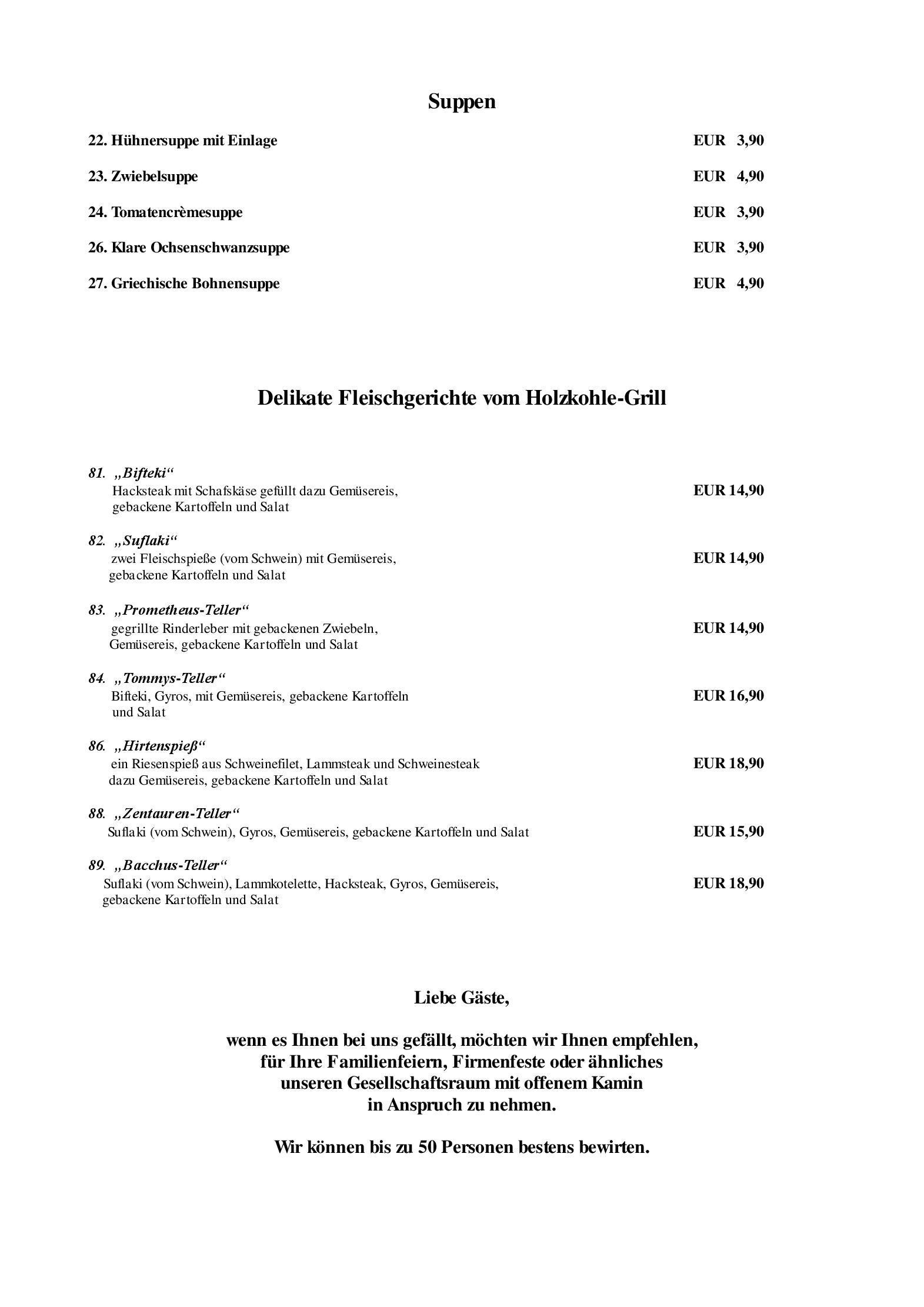 Speisekarte