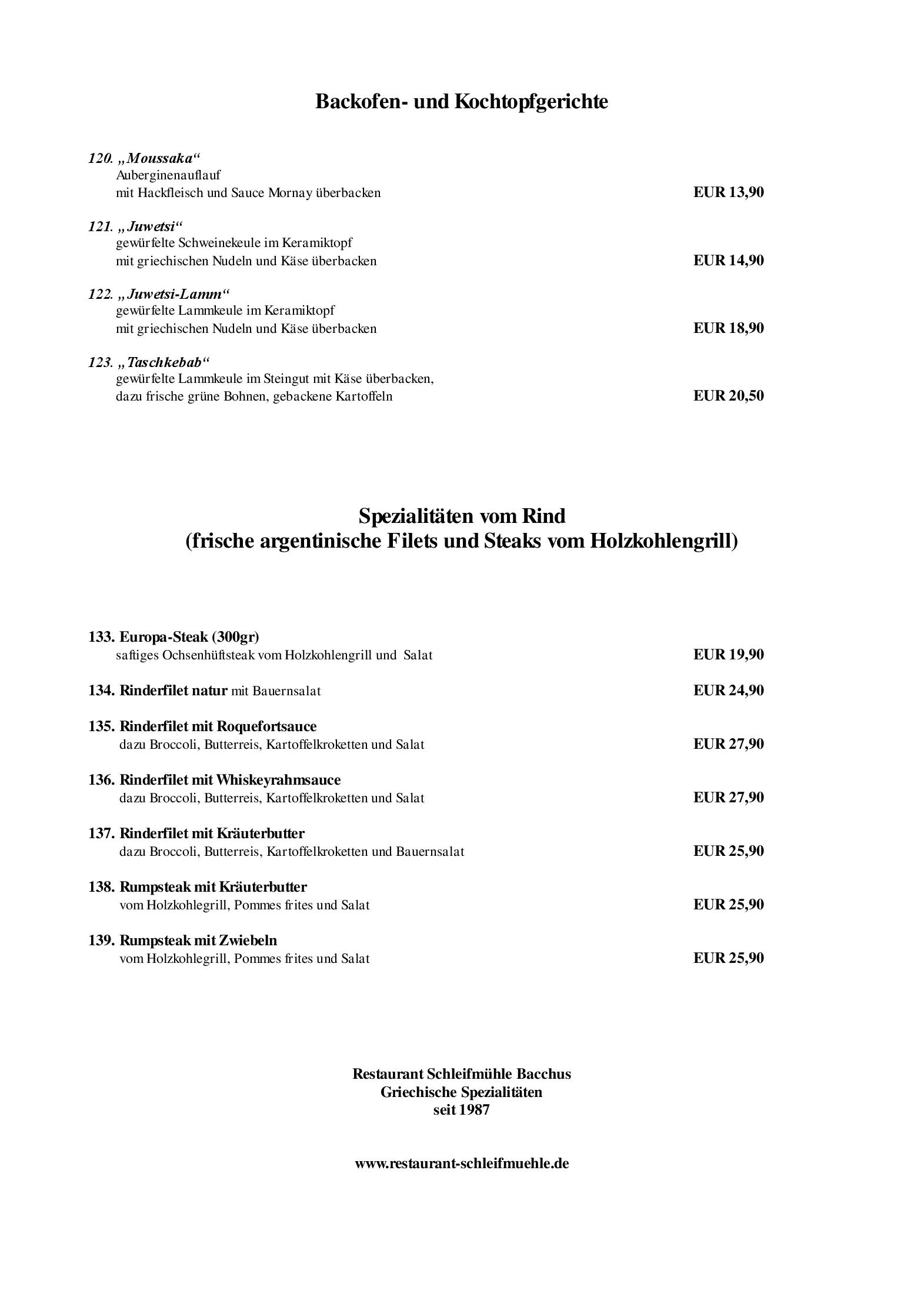 Speisekarte