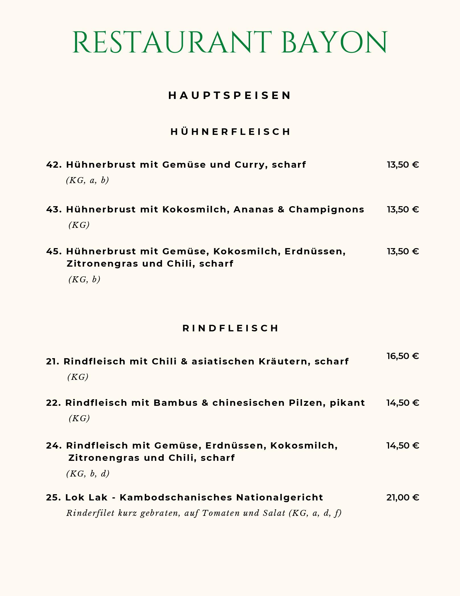 Speisekarte
