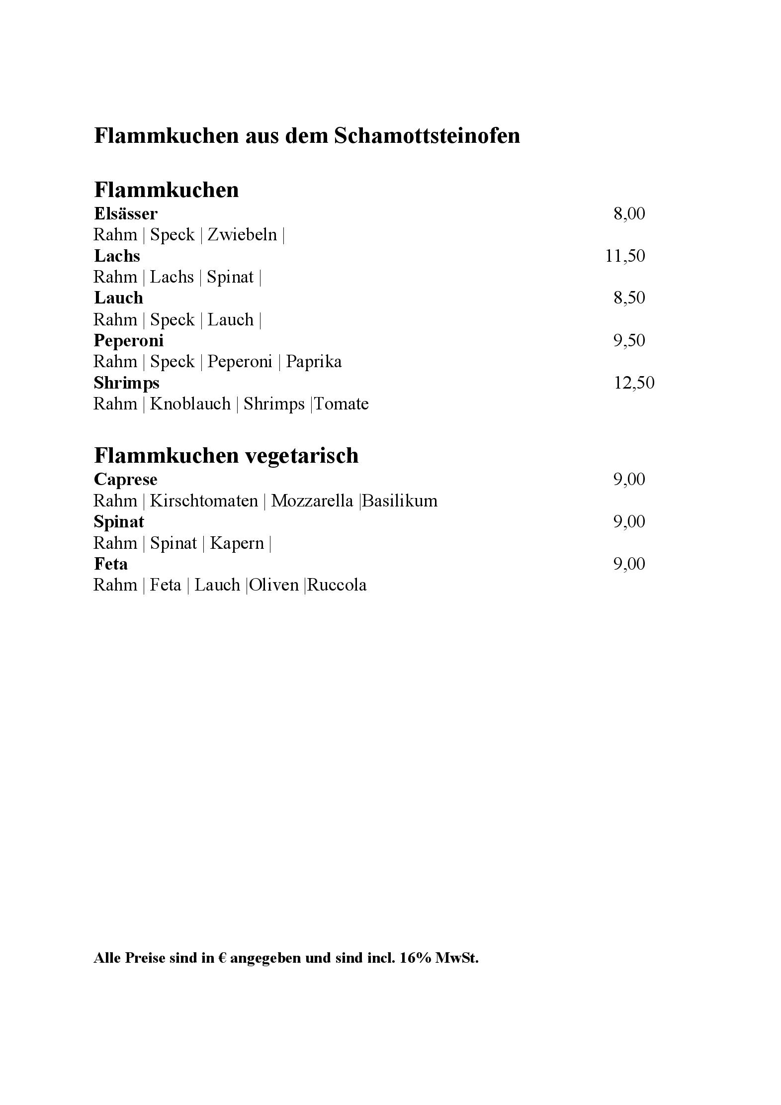 Speisekarte
