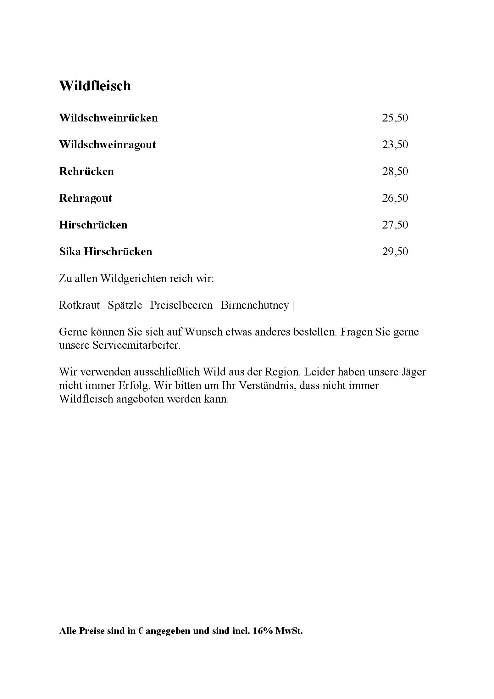 Speisekarte