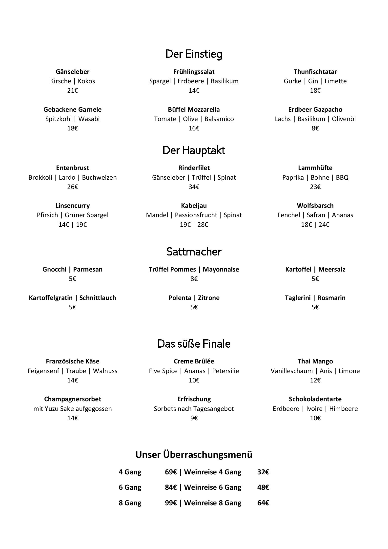 Speisekarte