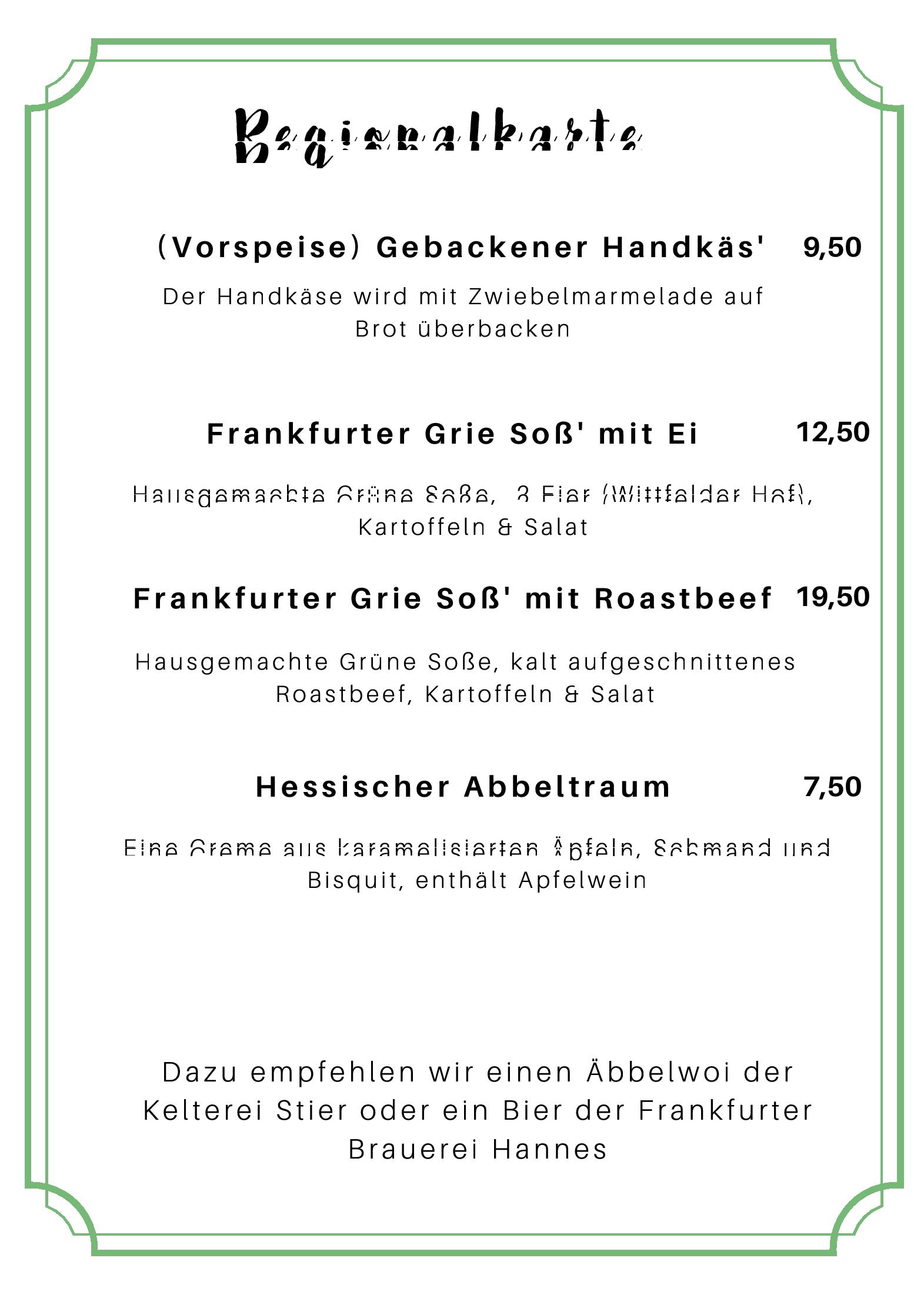 Speisekarte