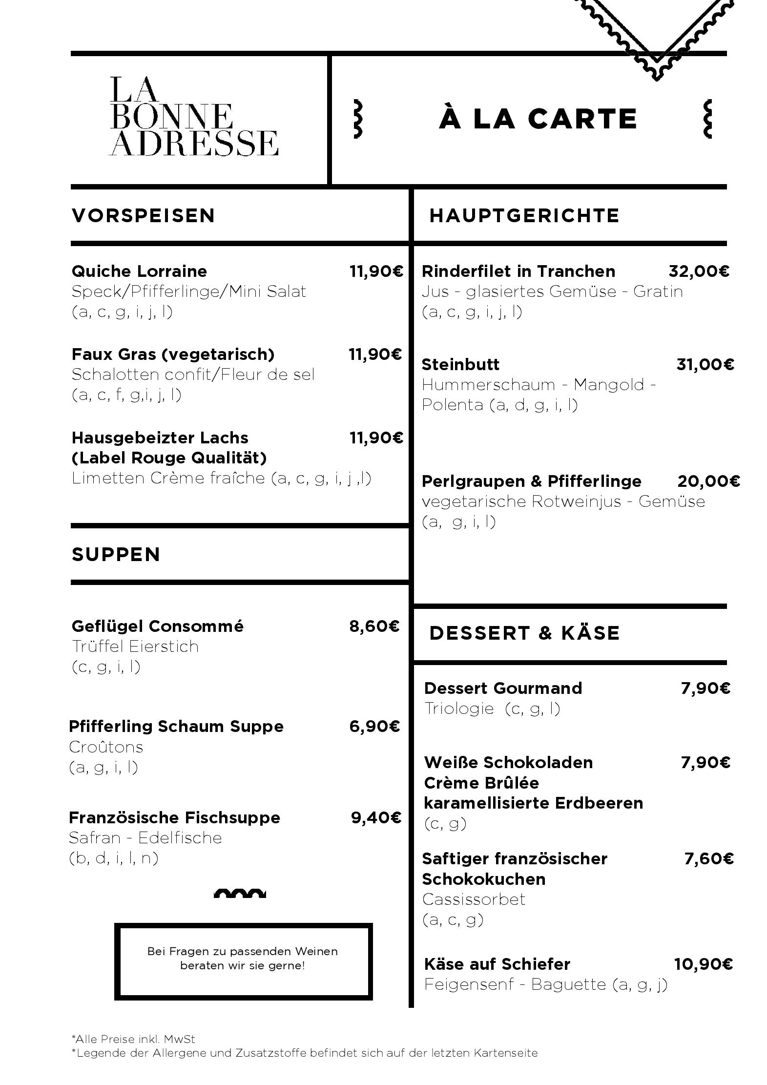 Speisekarte