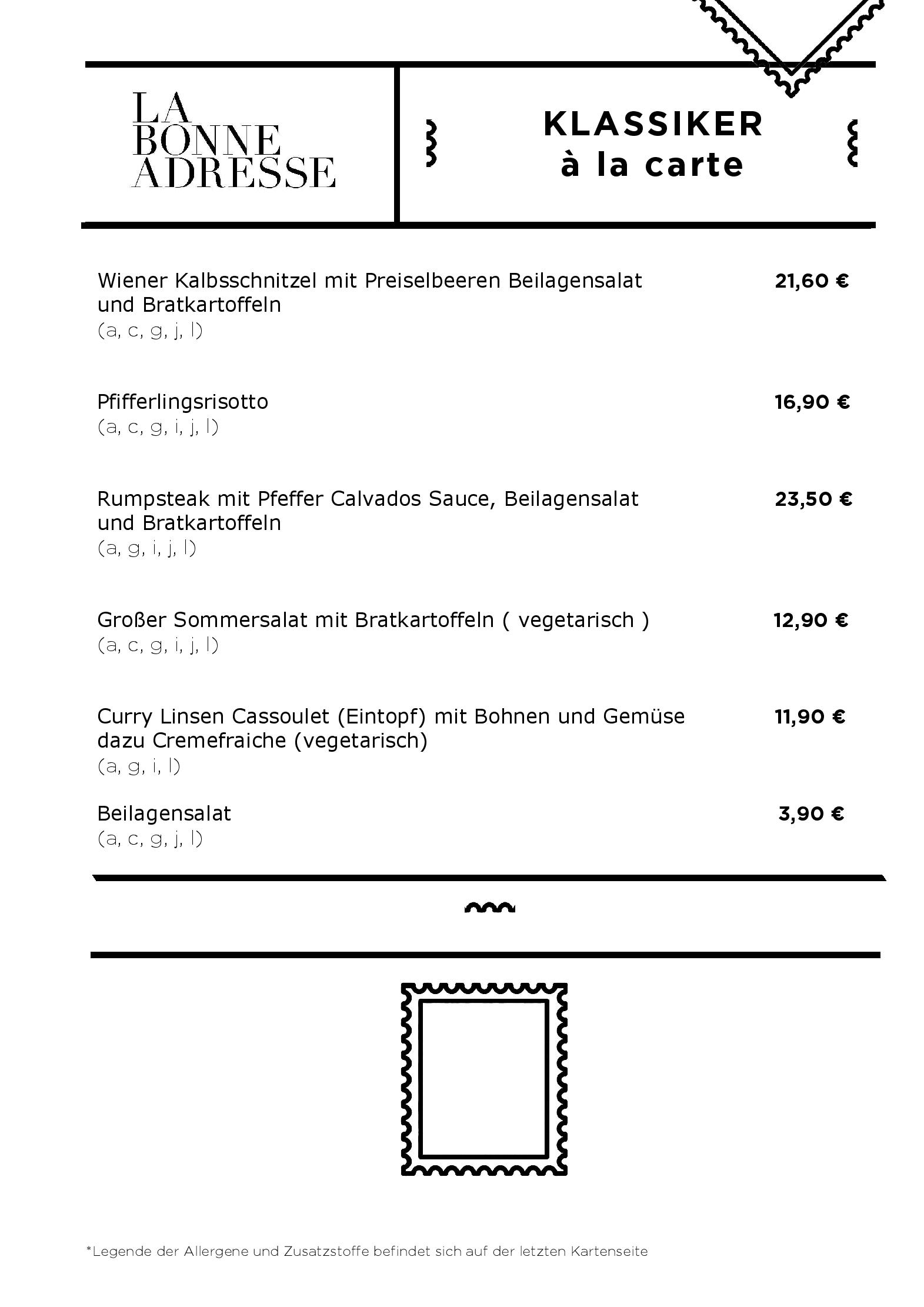 Speisekarte