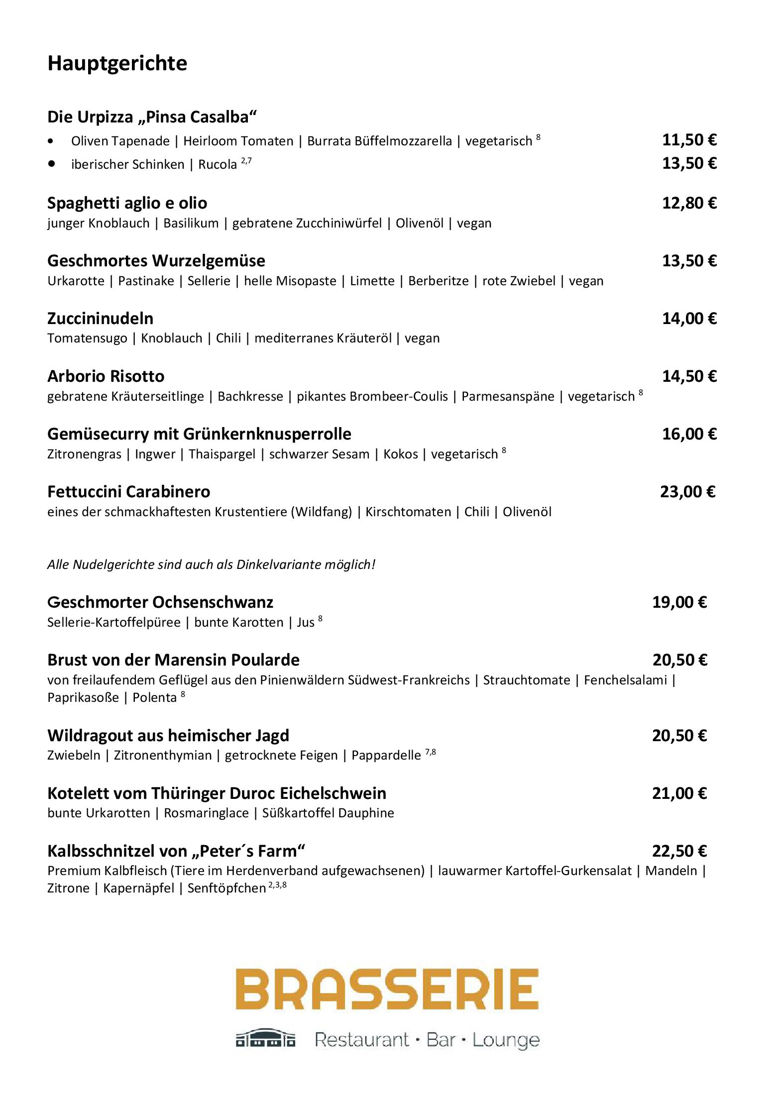 Speisekarte