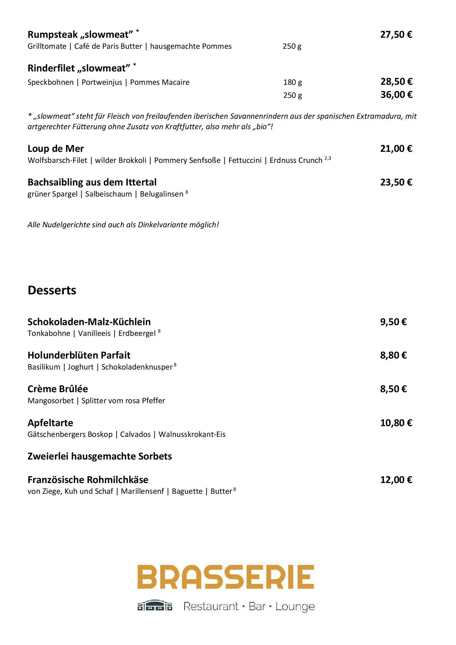 Speisekarte