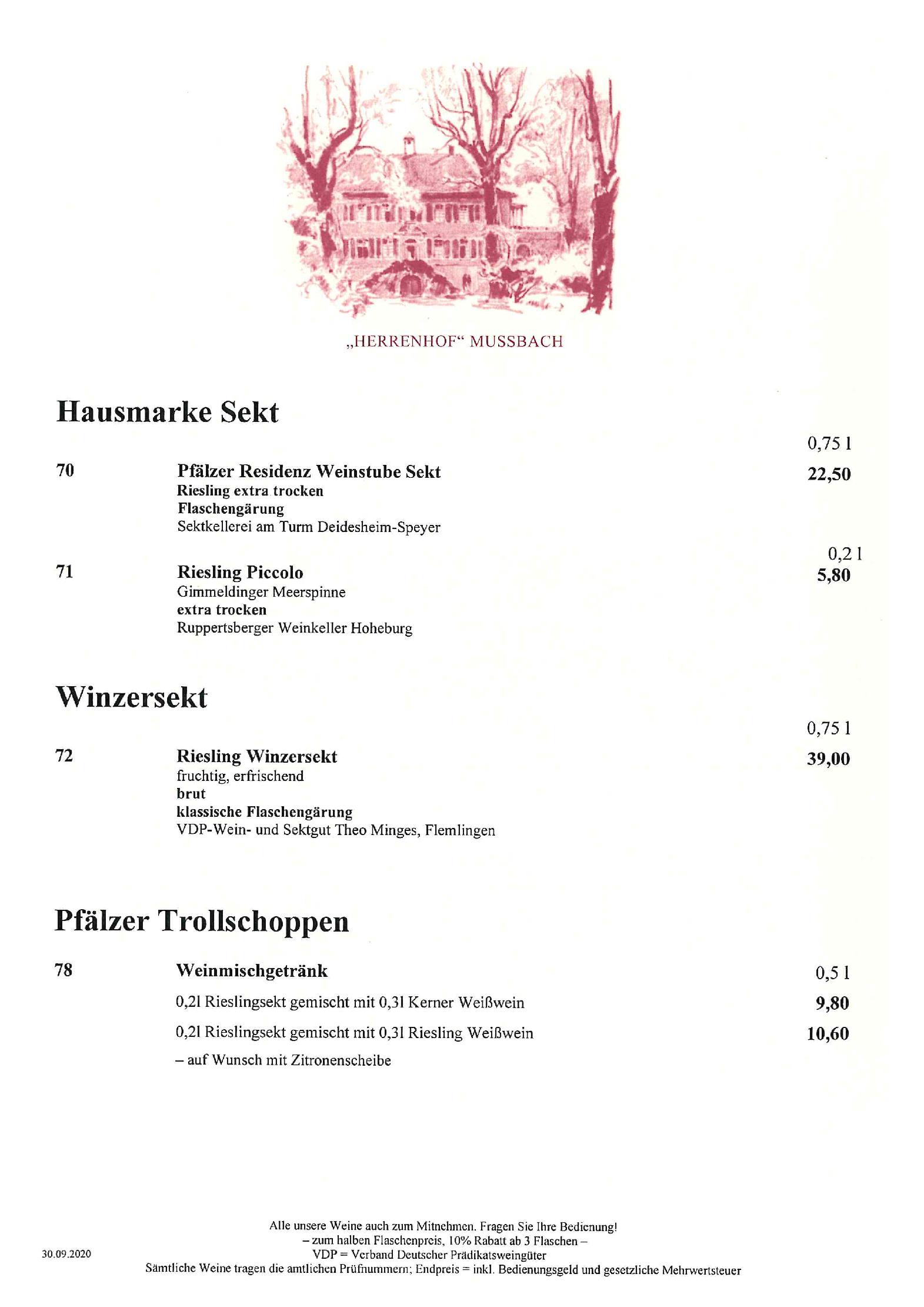 Speisekarte