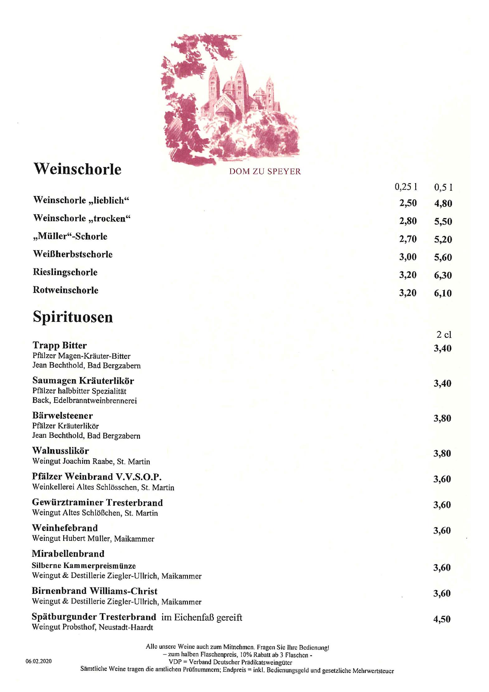 Speisekarte