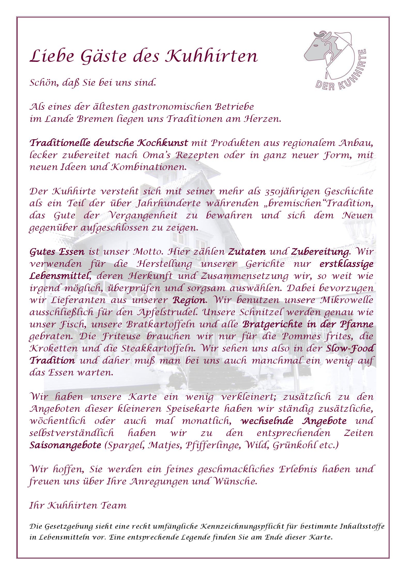 Speisekarte