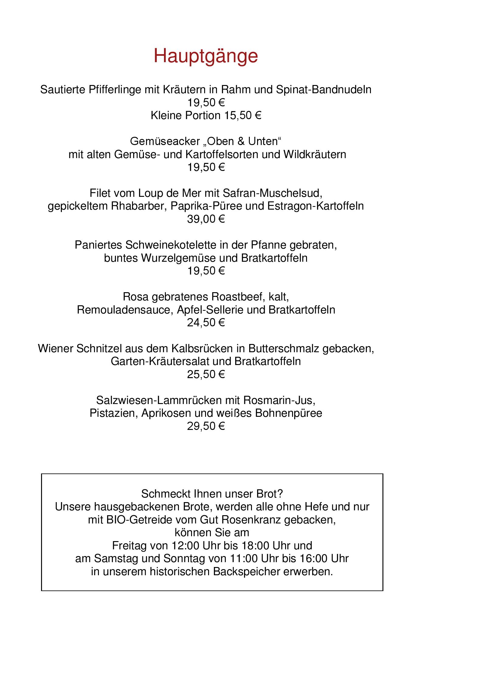 Speisekarte