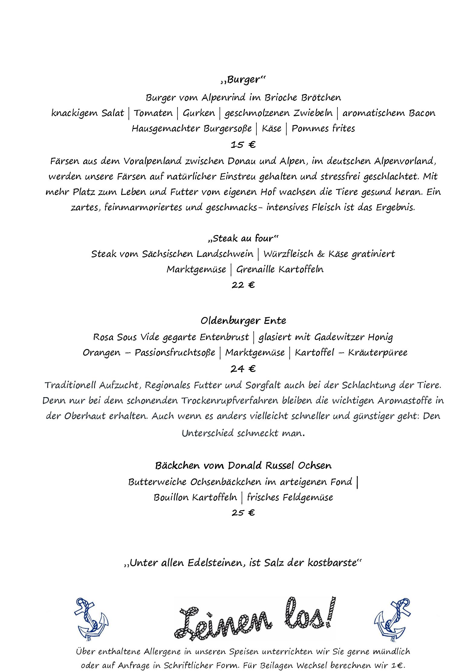 Speisekarte