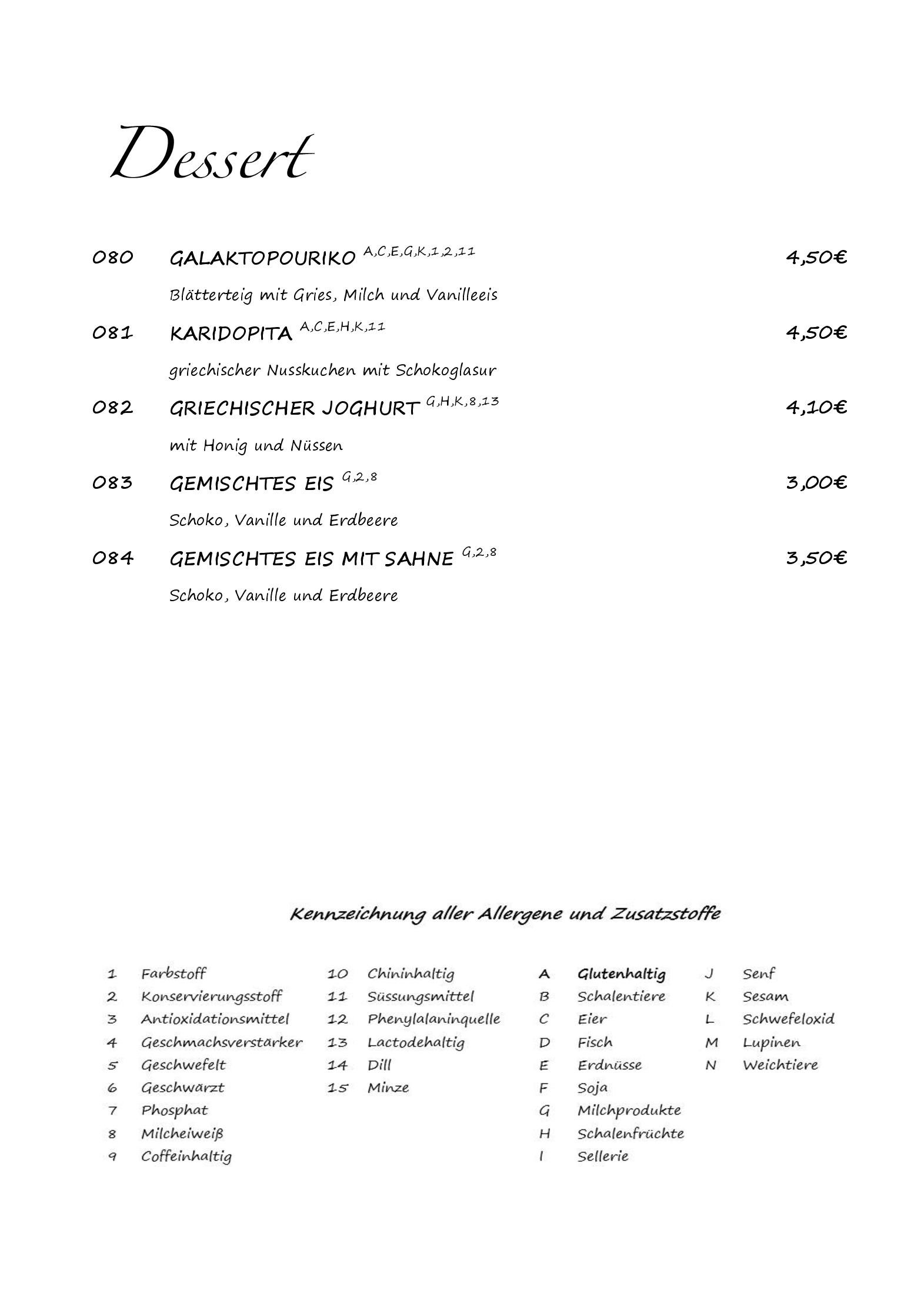 Speisekarte