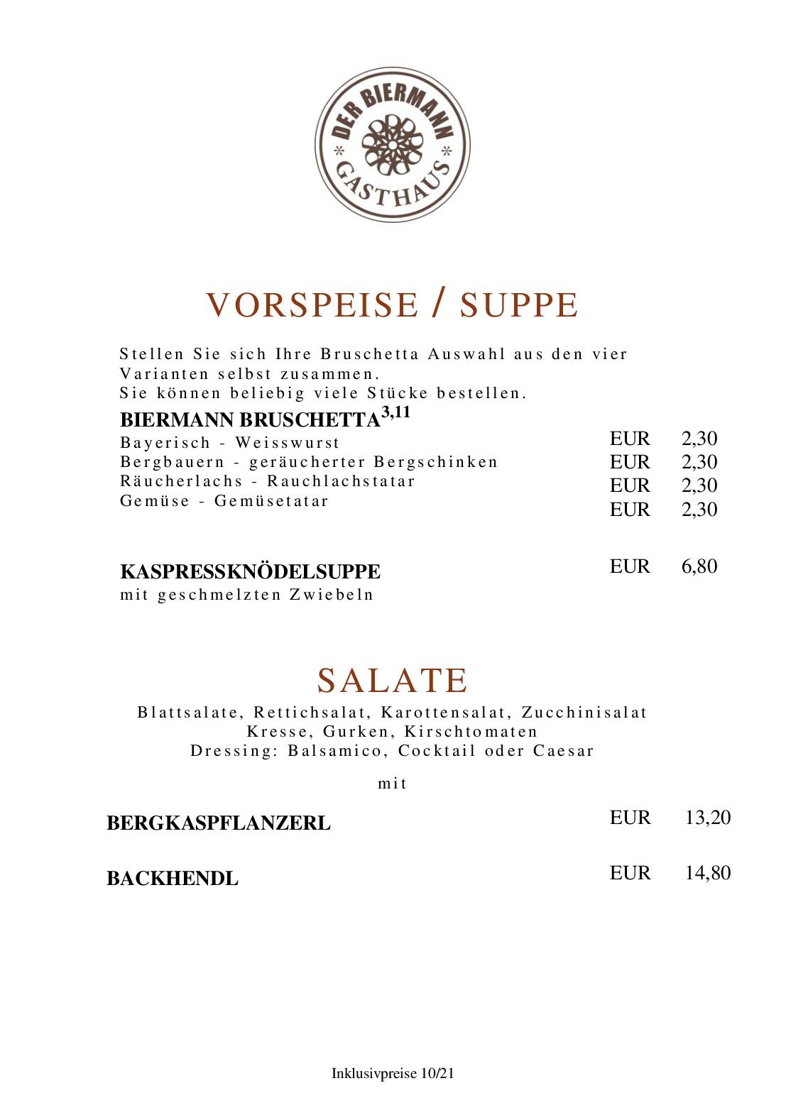 Speisekarte