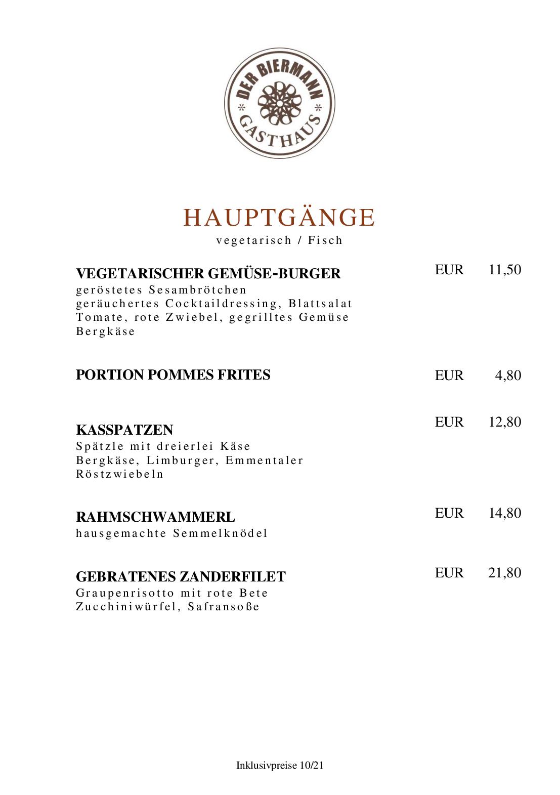 Speisekarte