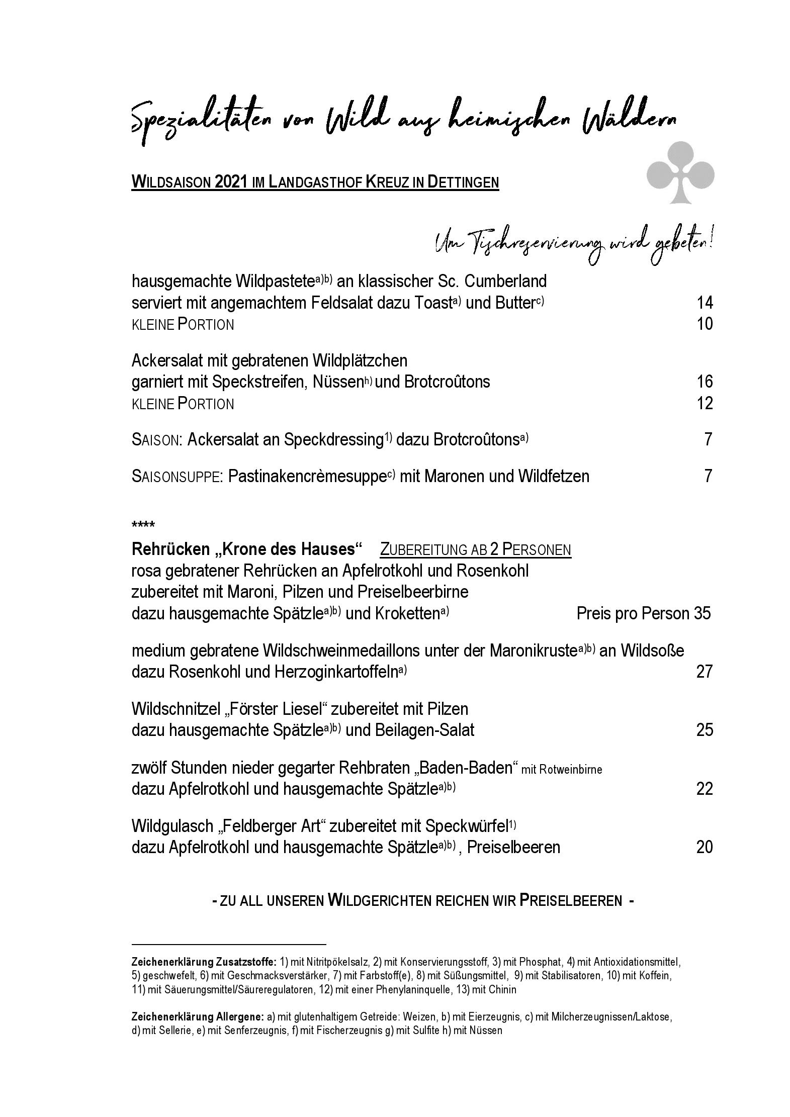 Speisekarte