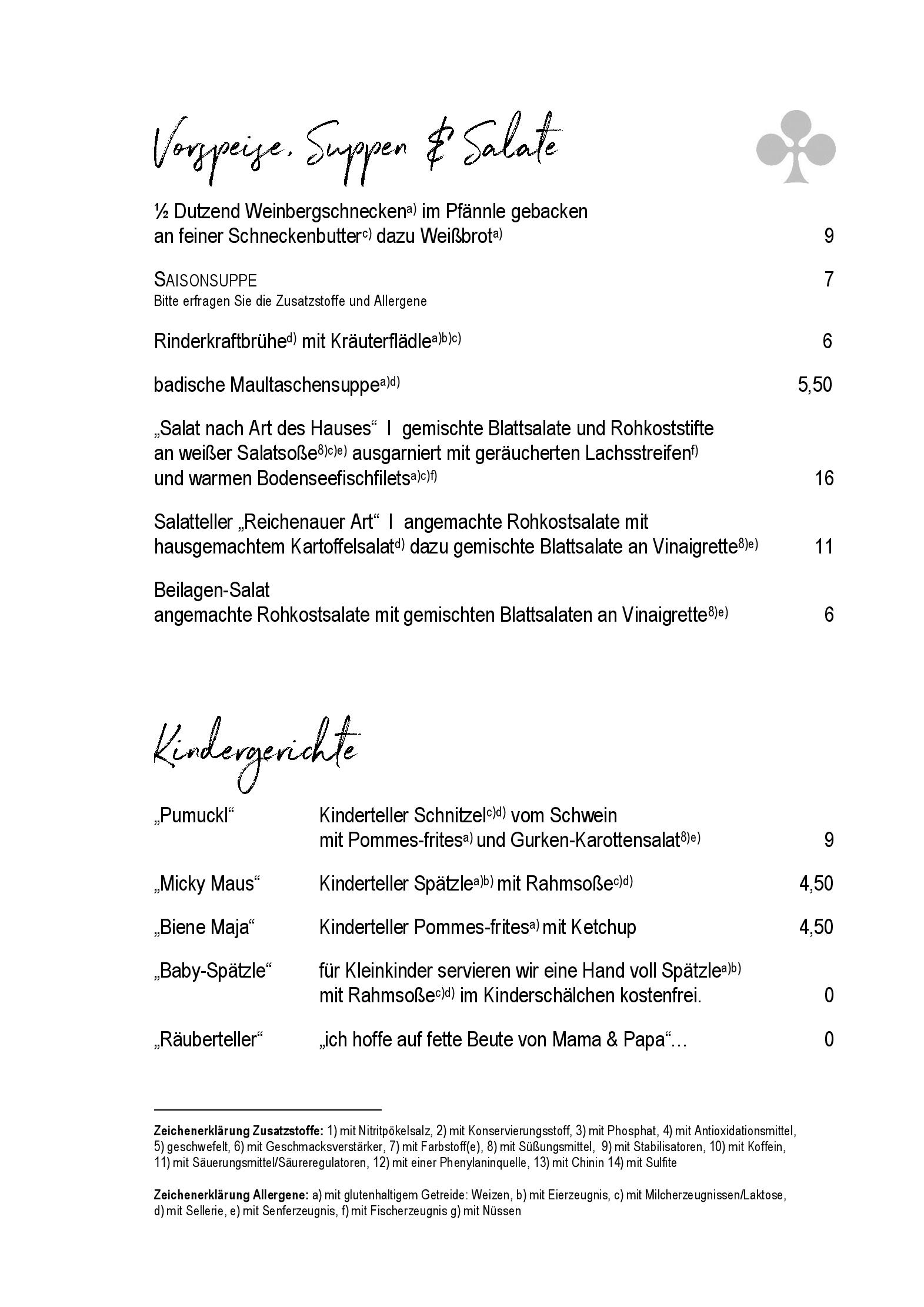 Speisekarte