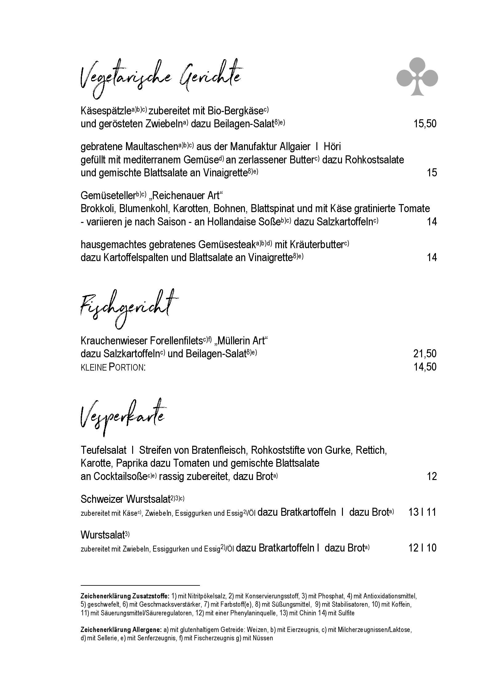 Speisekarte