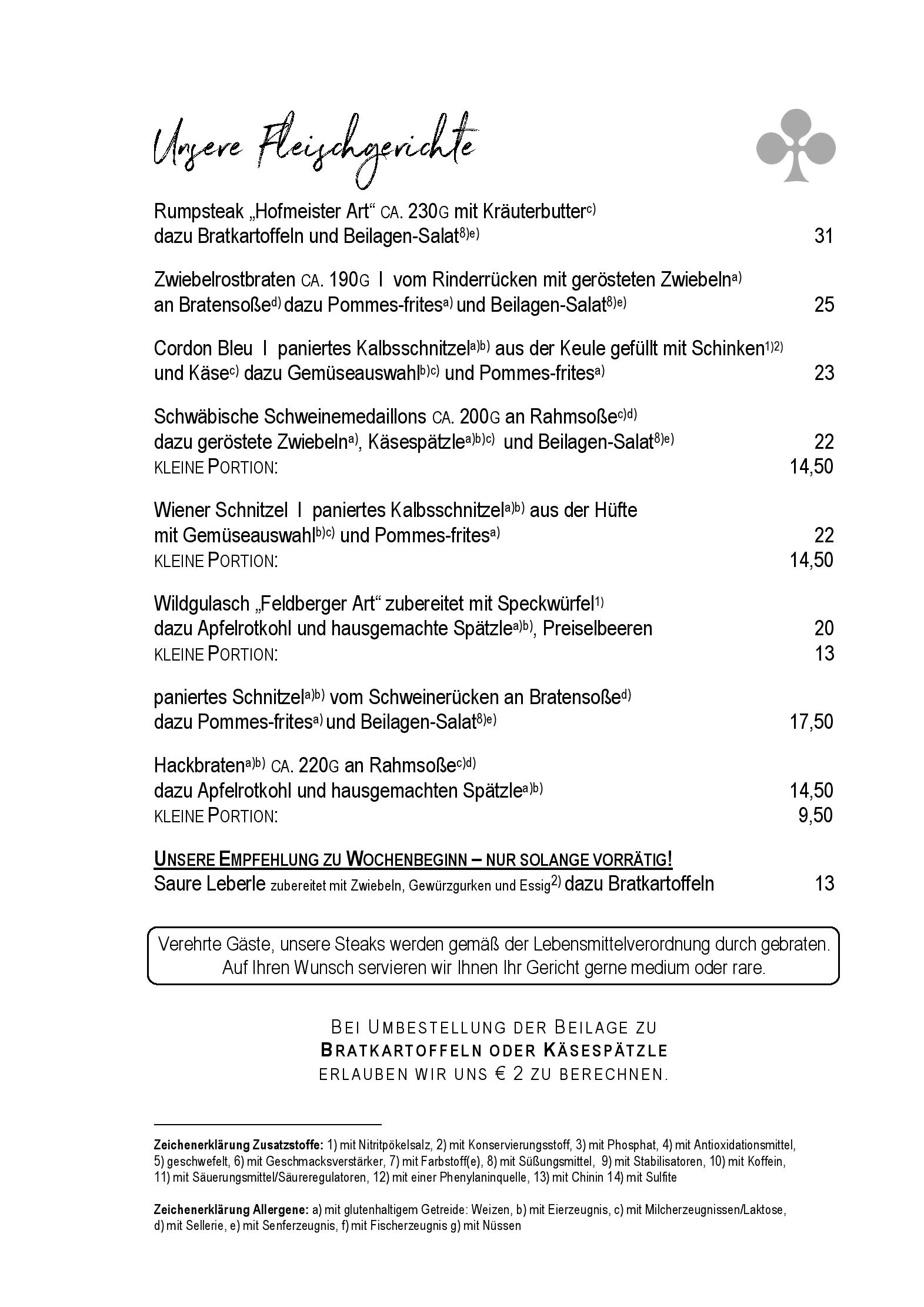 Speisekarte
