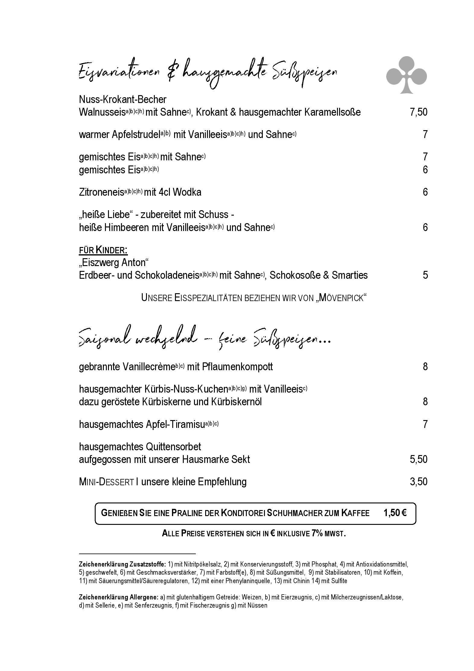 Speisekarte
