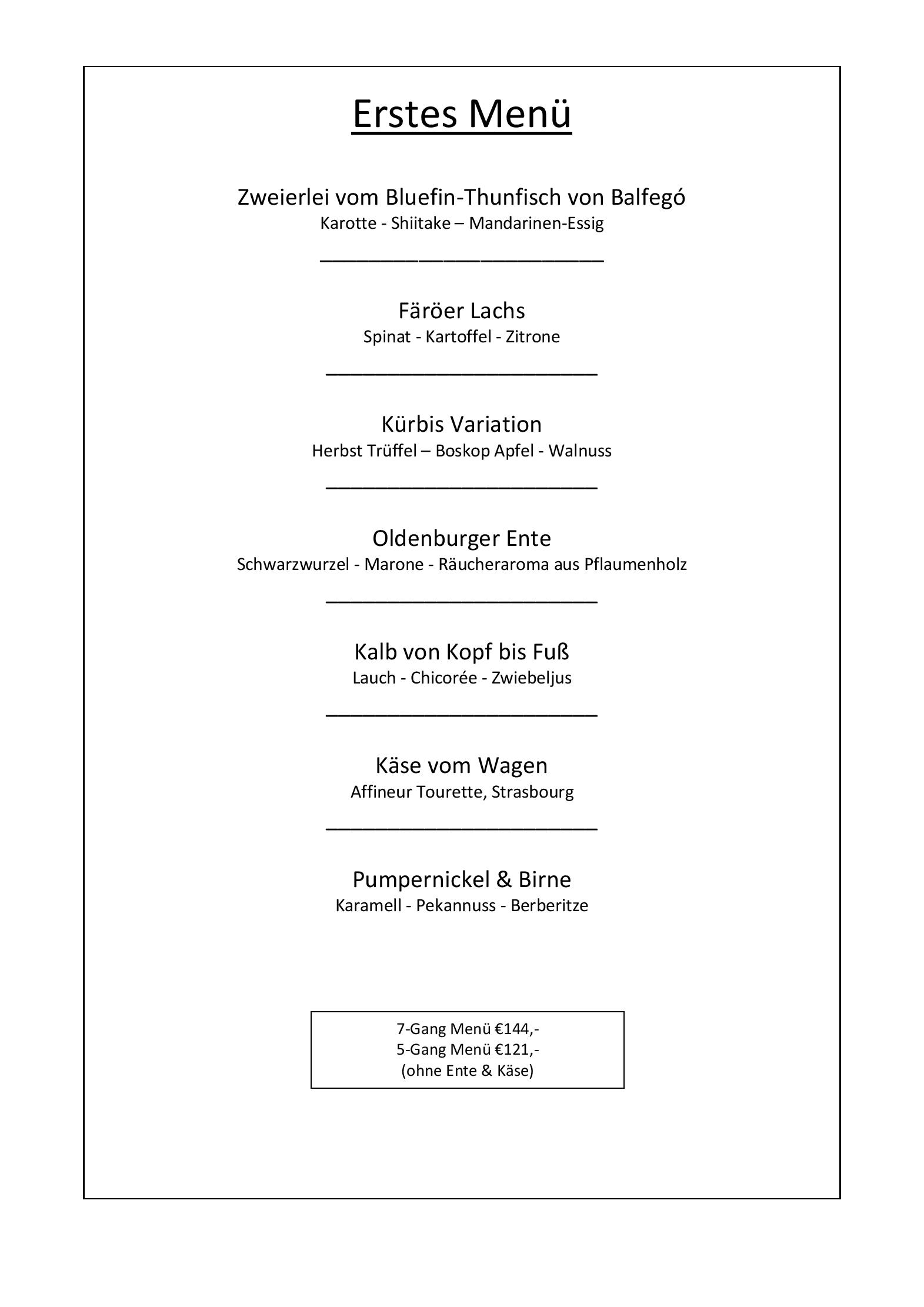 Speisekarte
