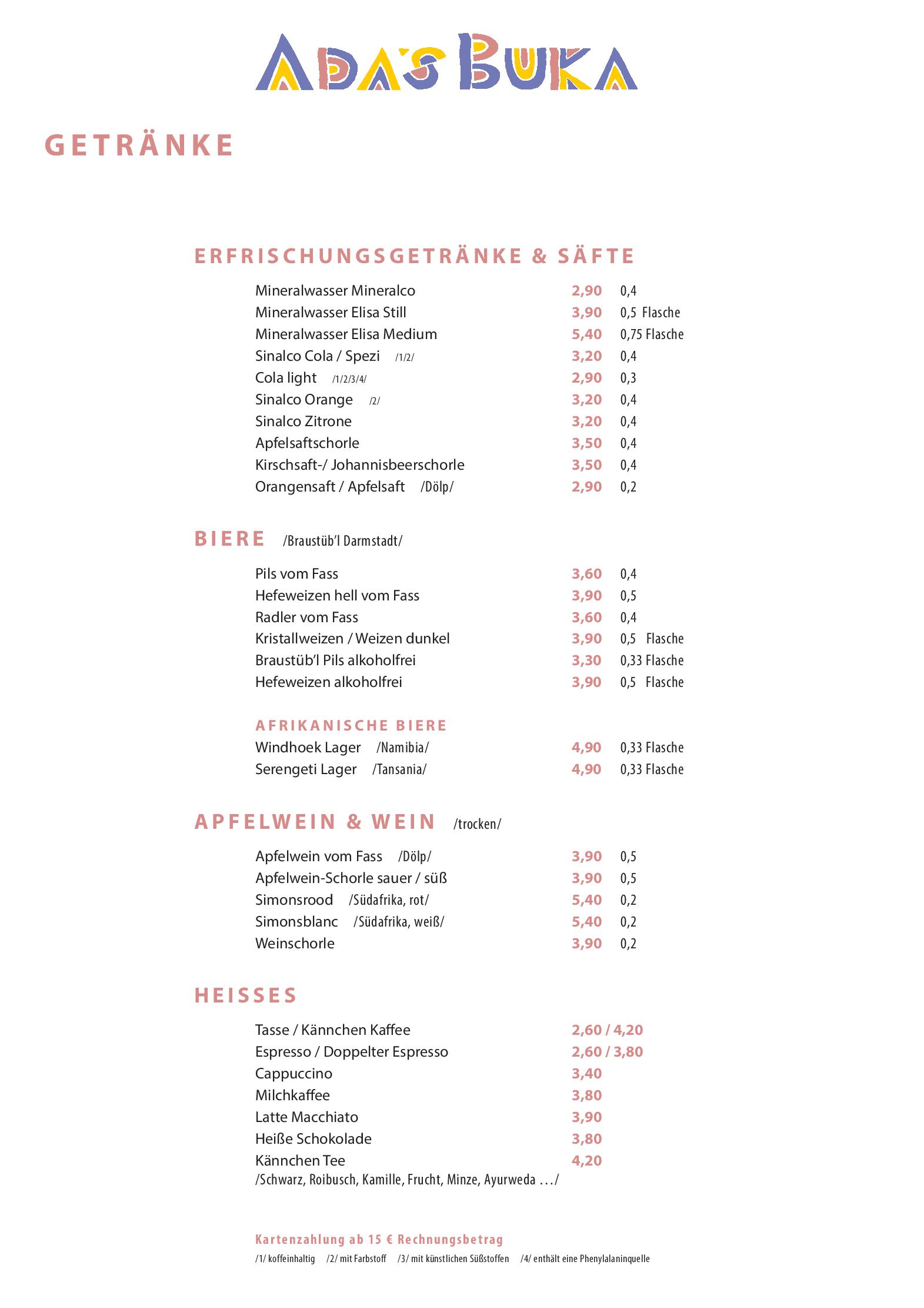 Speisekarte