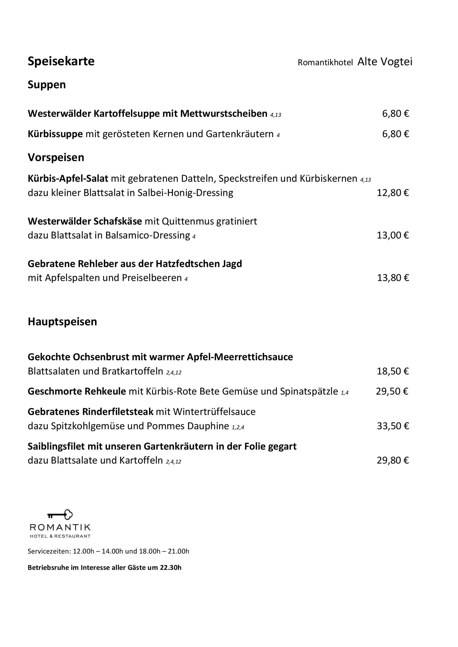 Speisekarte