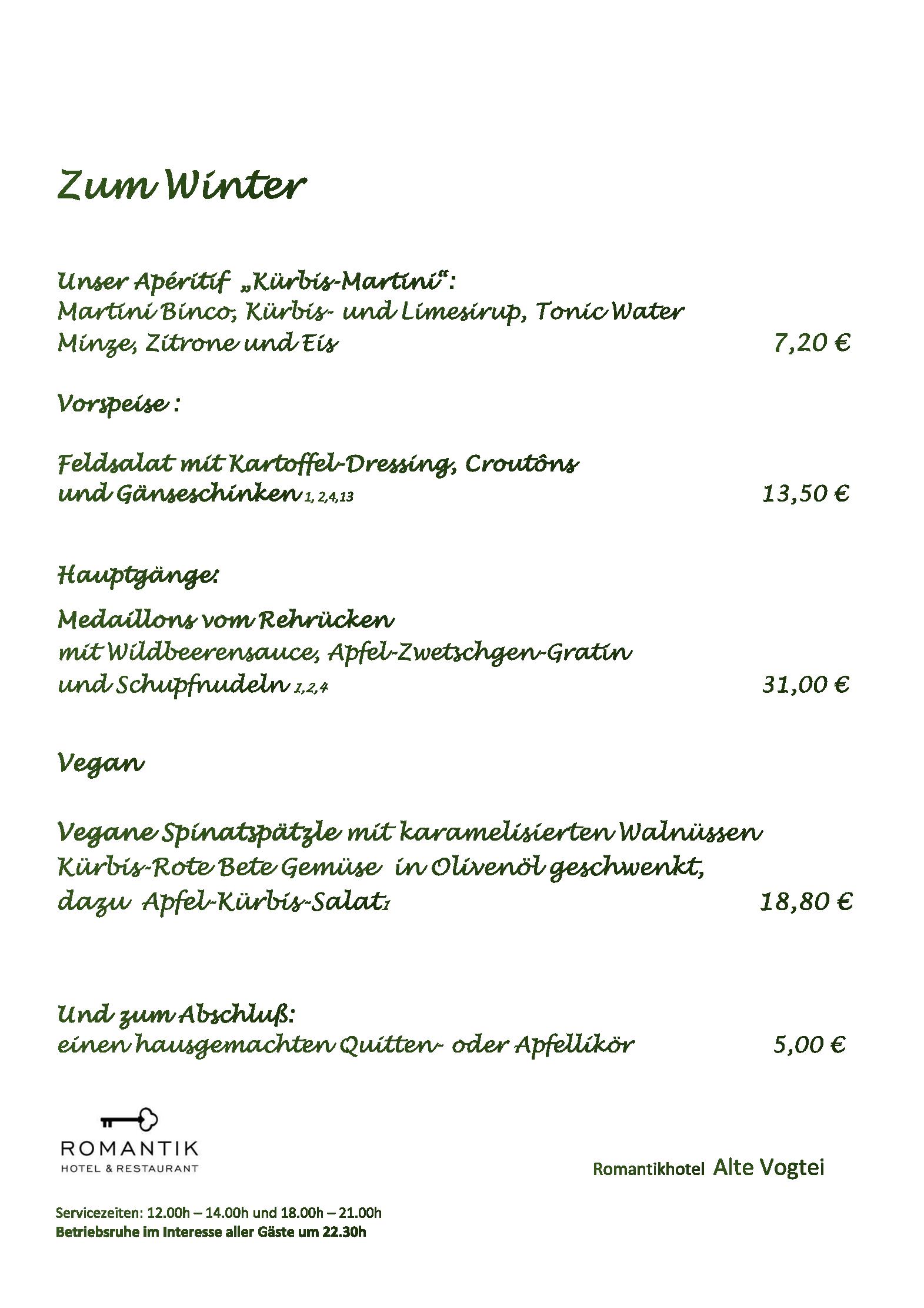Speisekarte