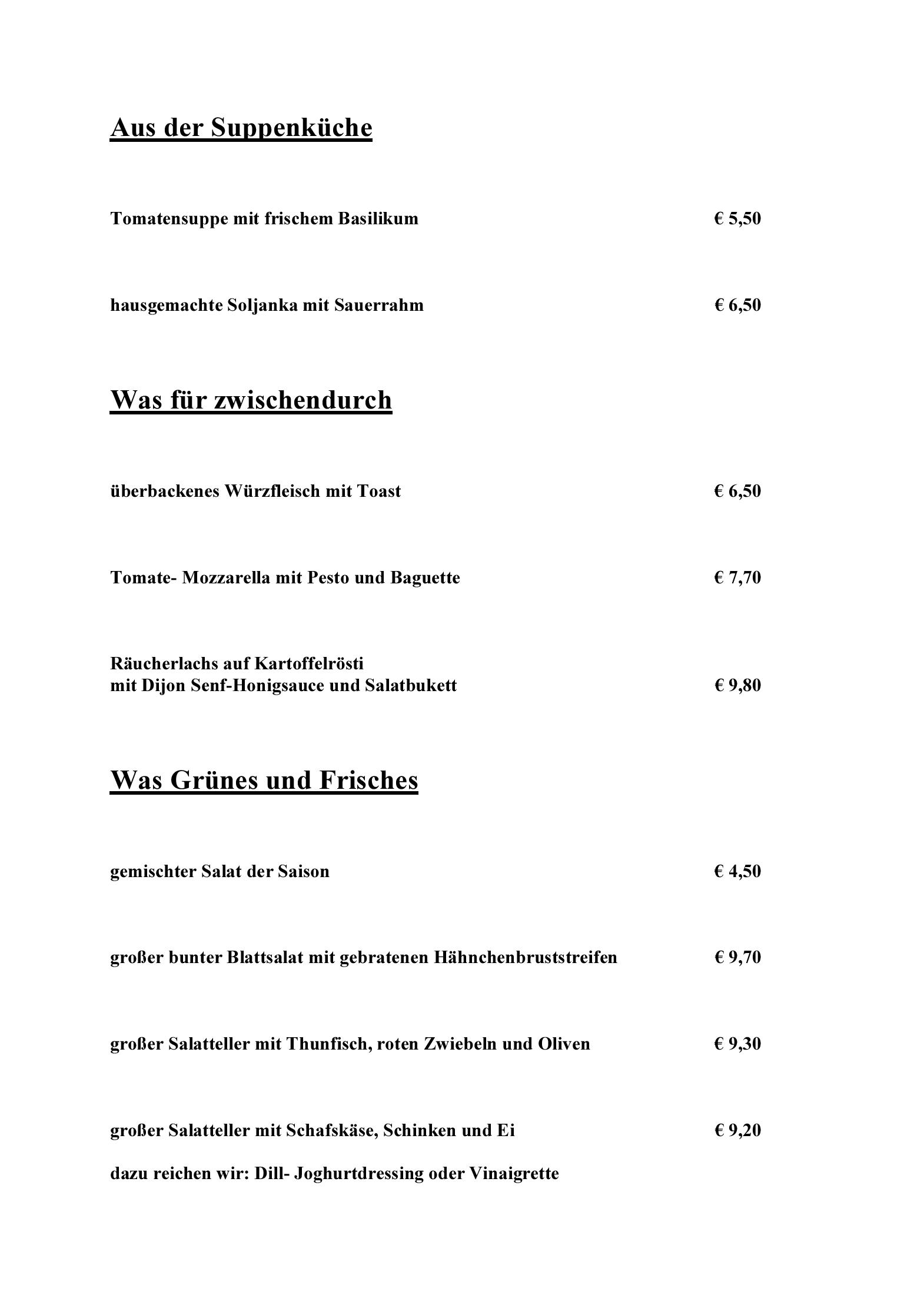 Speisekarte