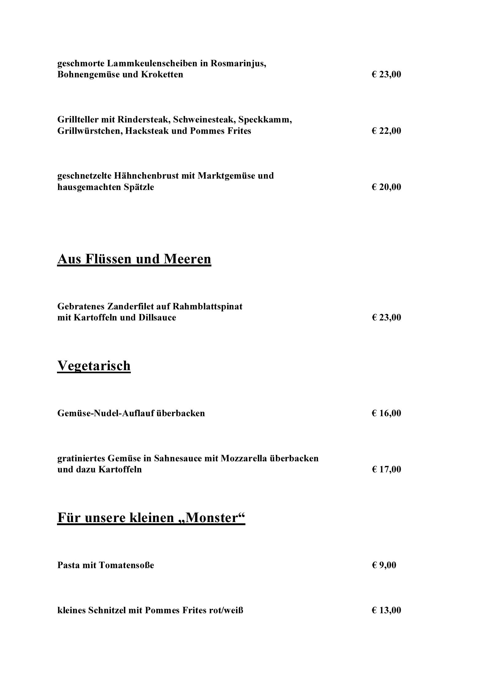 Speisekarte