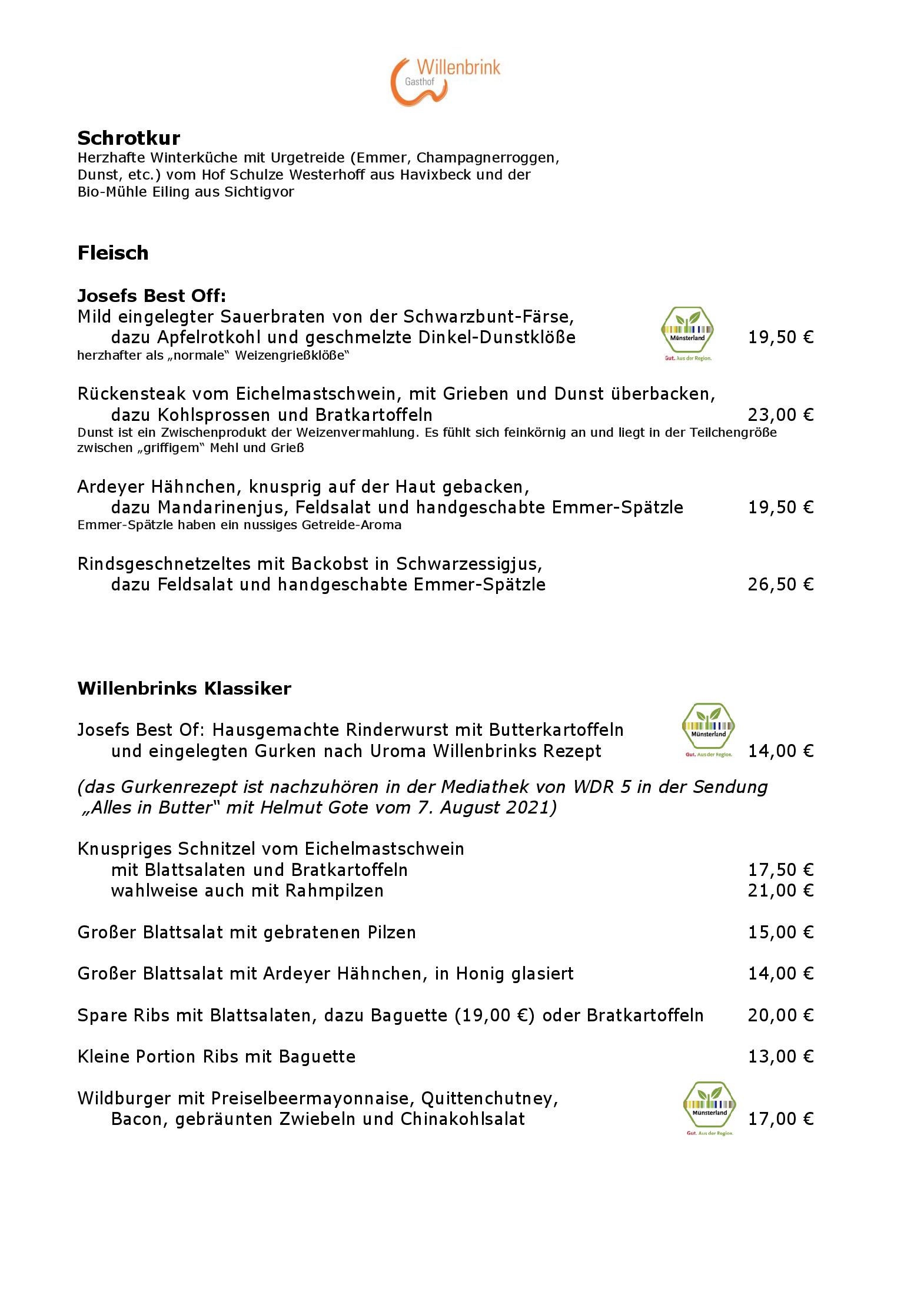 Speisekarte