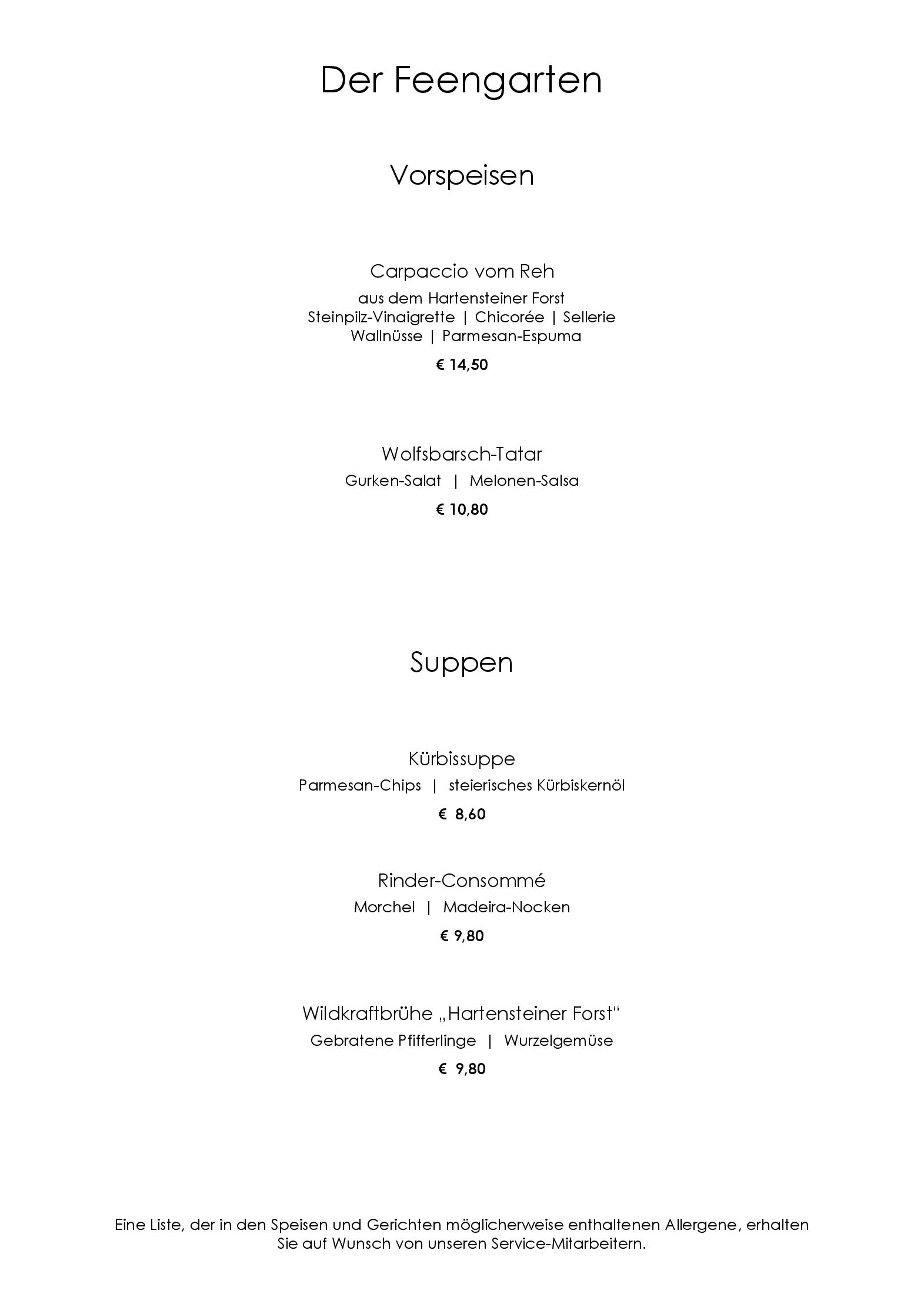 Speisekarte