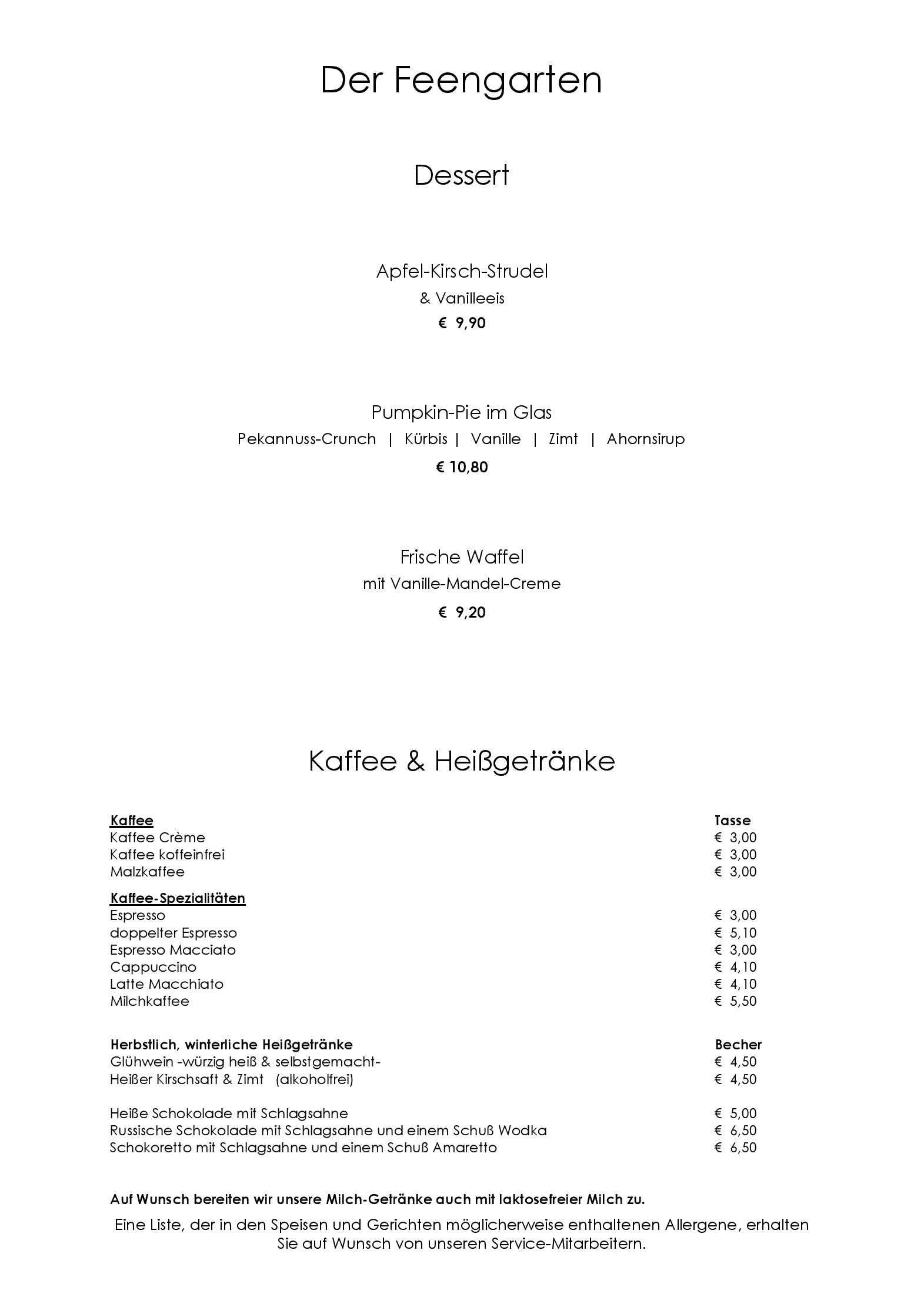 Speisekarte