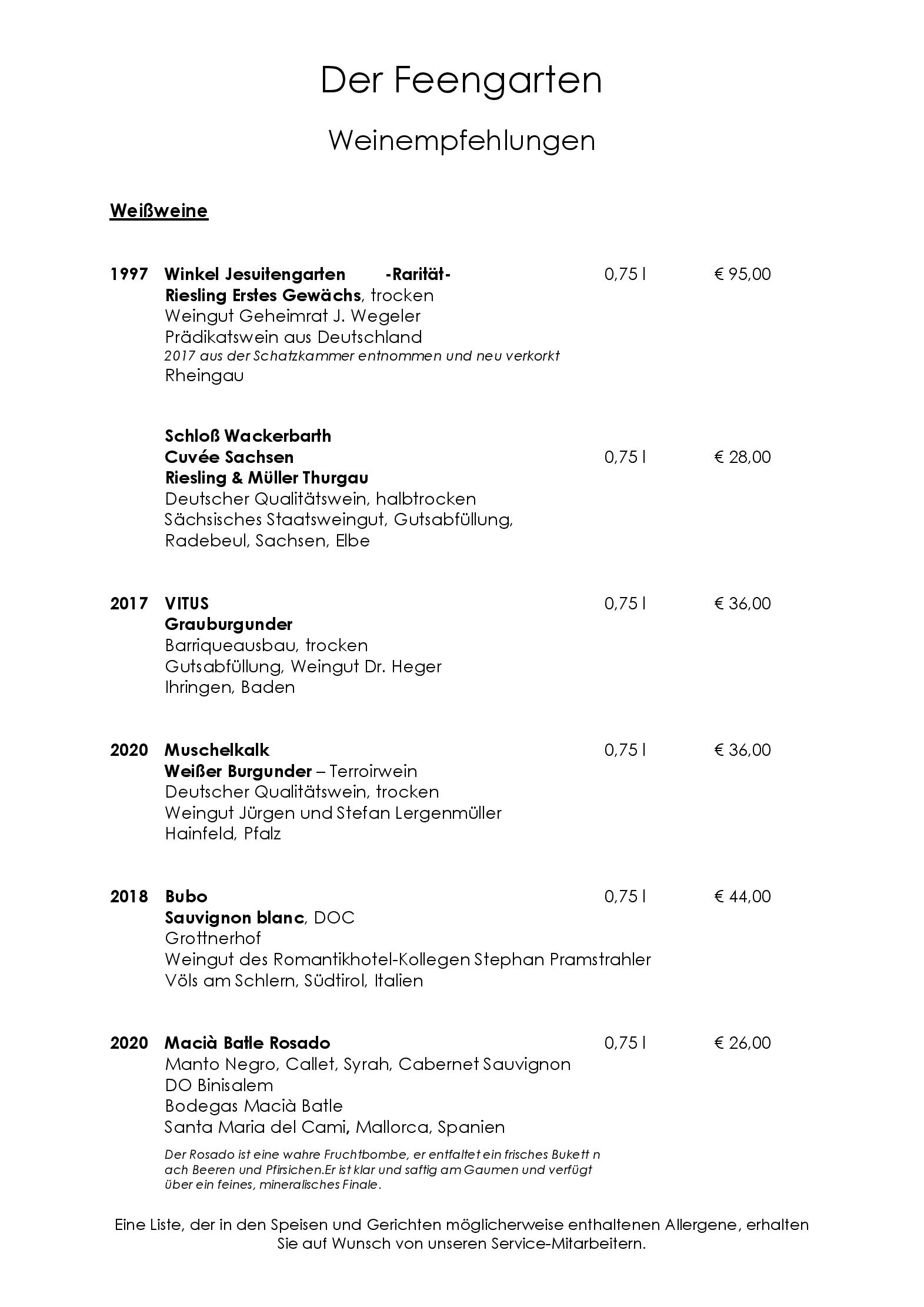Speisekarte