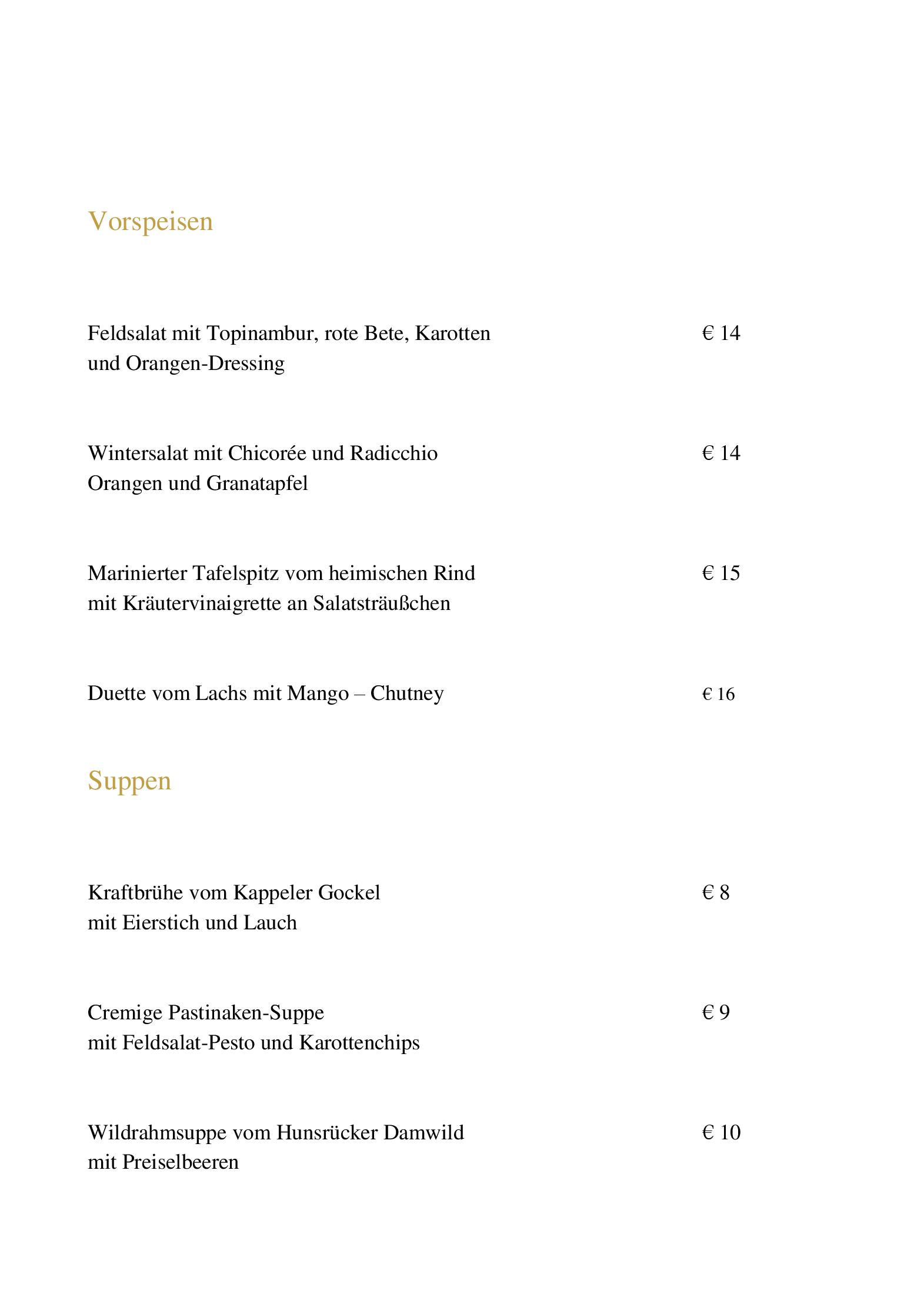Speisekarte