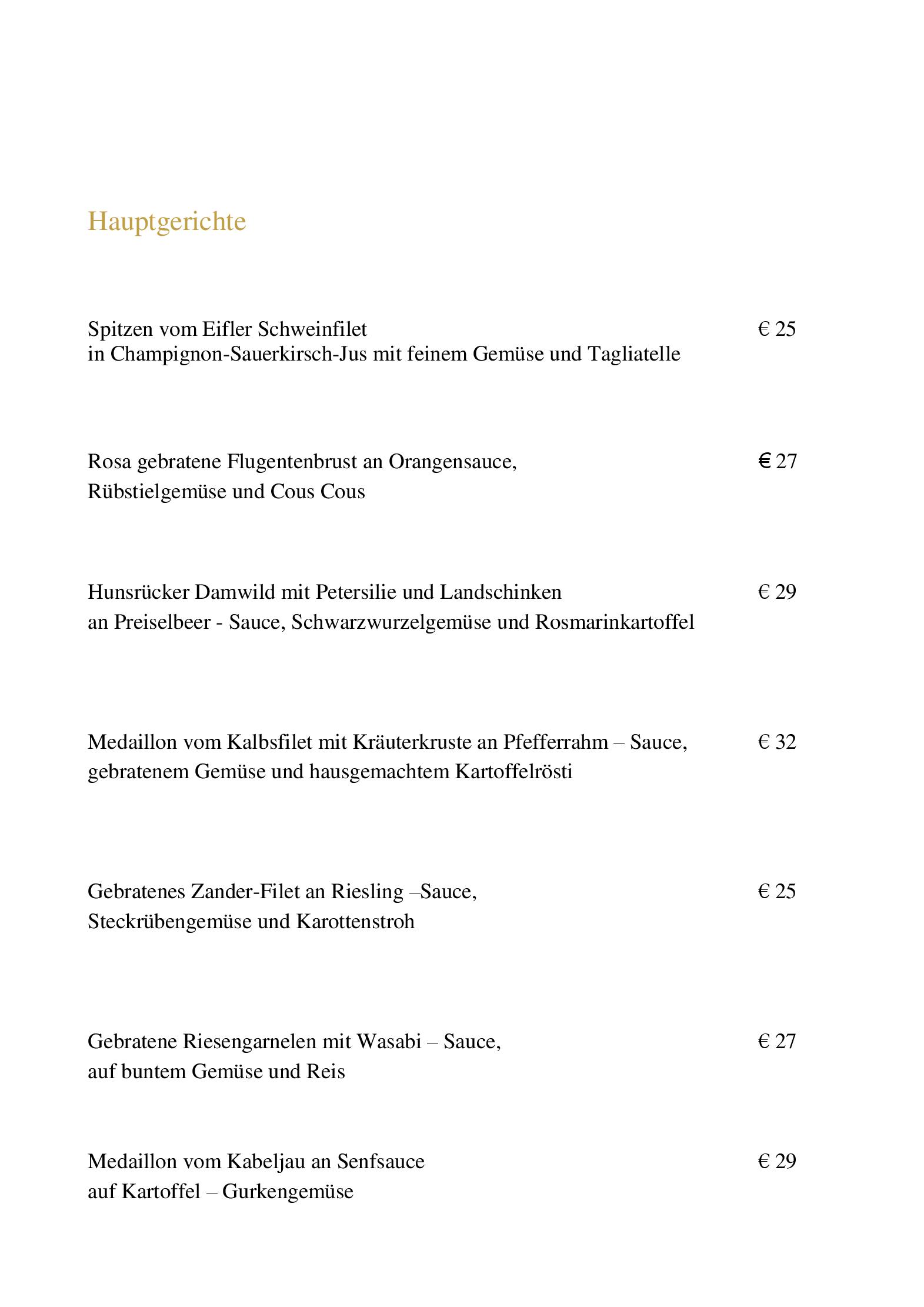 Speisekarte
