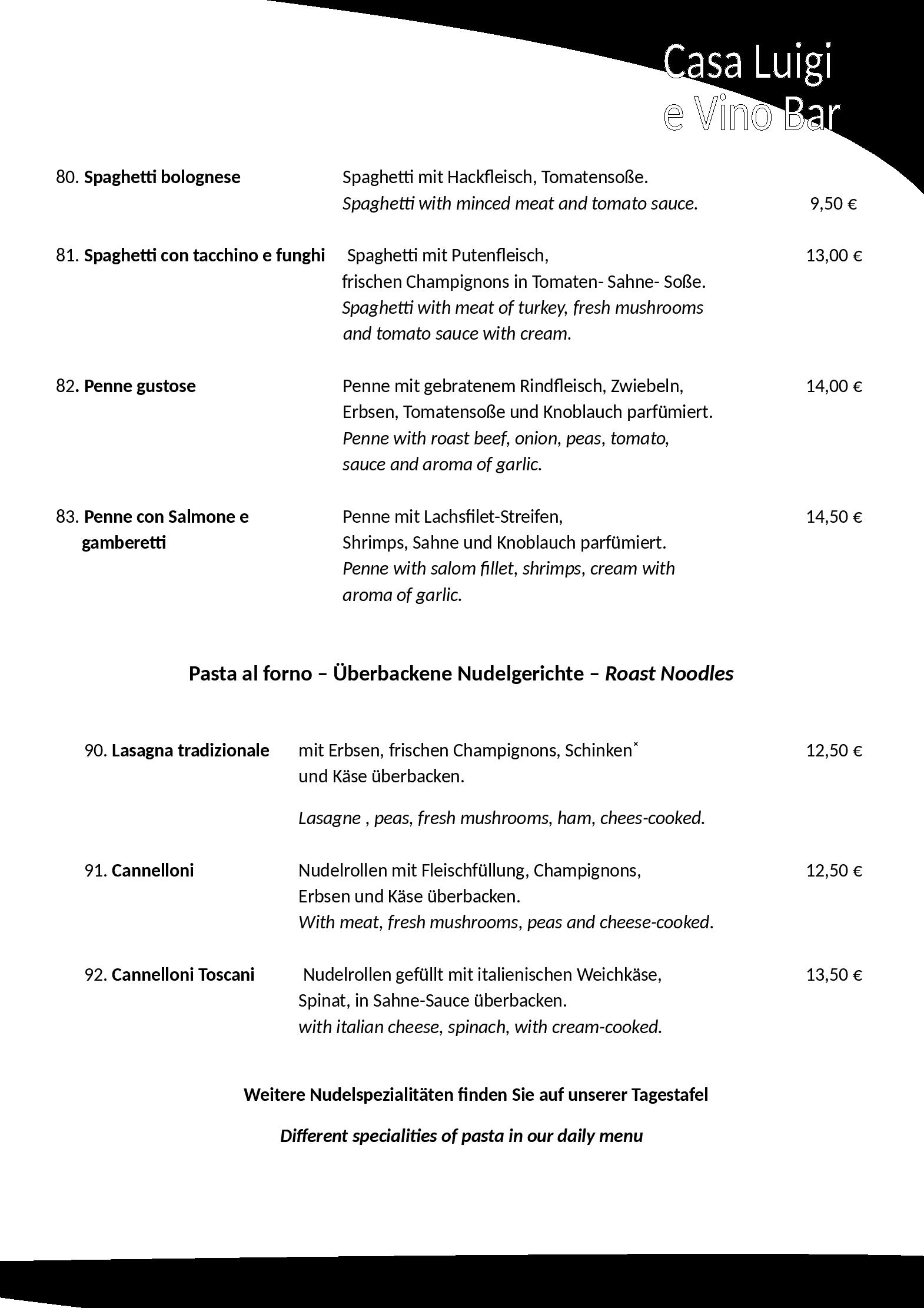 Speisekarte