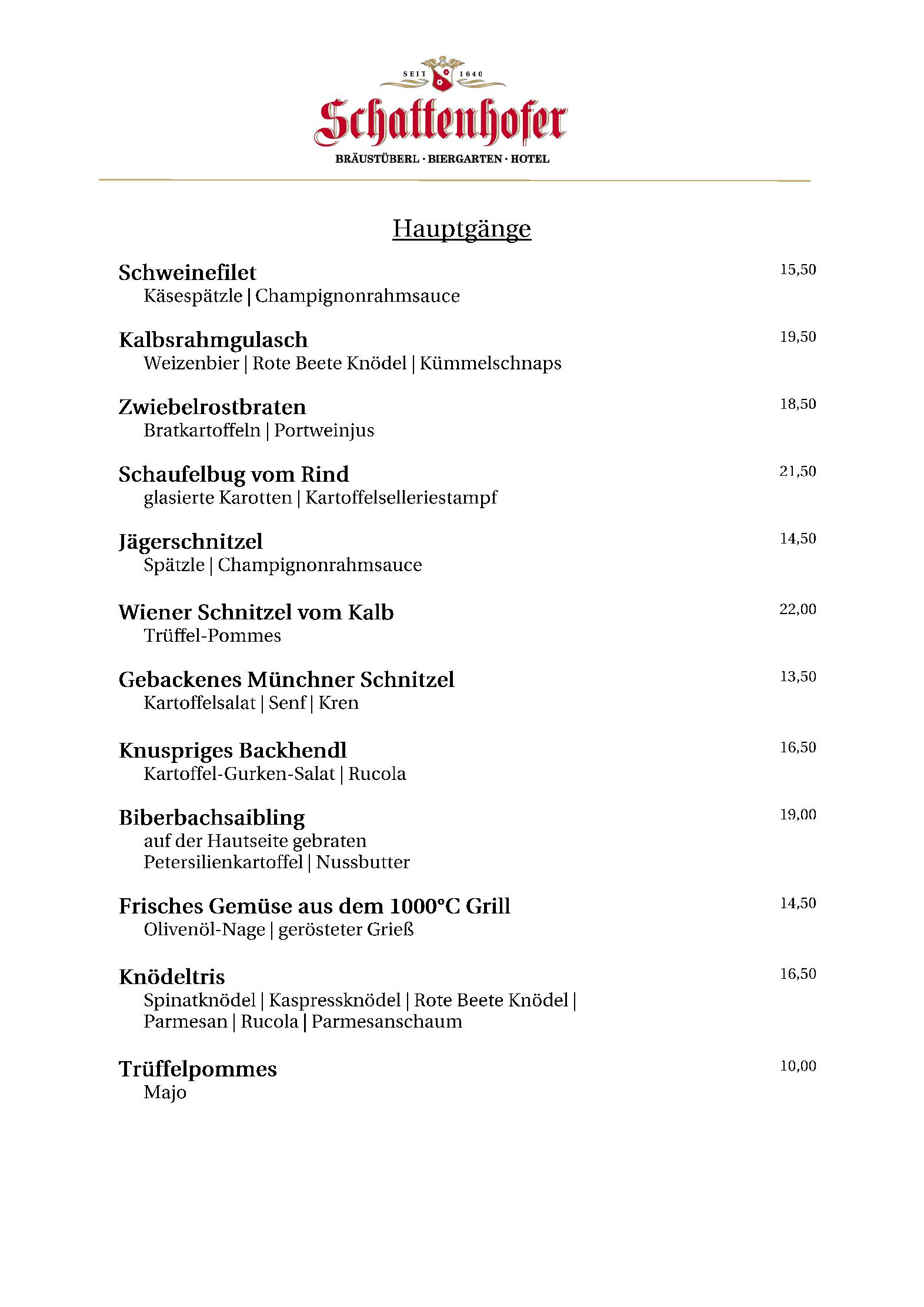Speisekarte