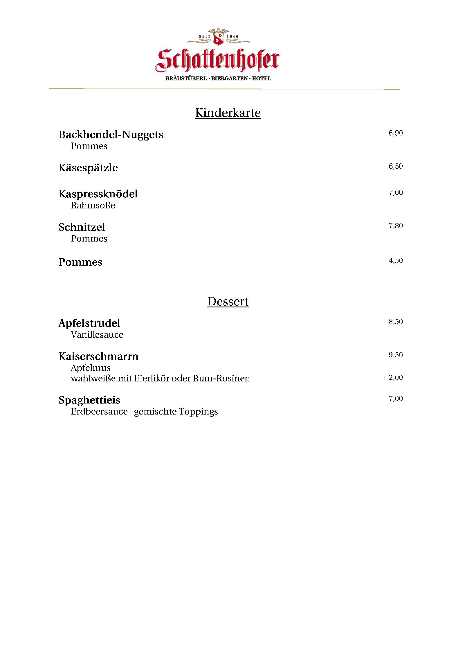Speisekarte