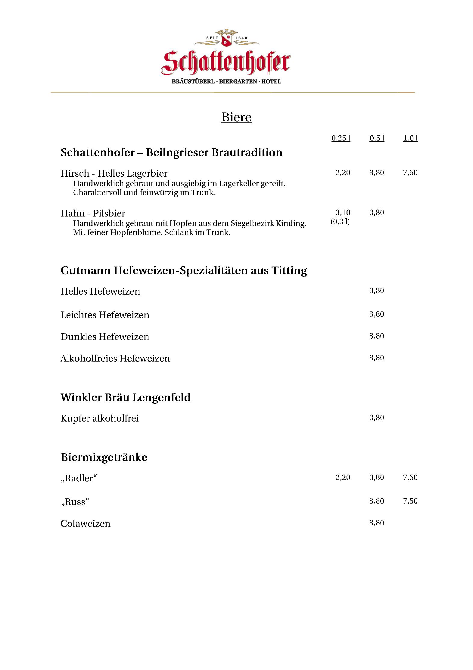 Speisekarte
