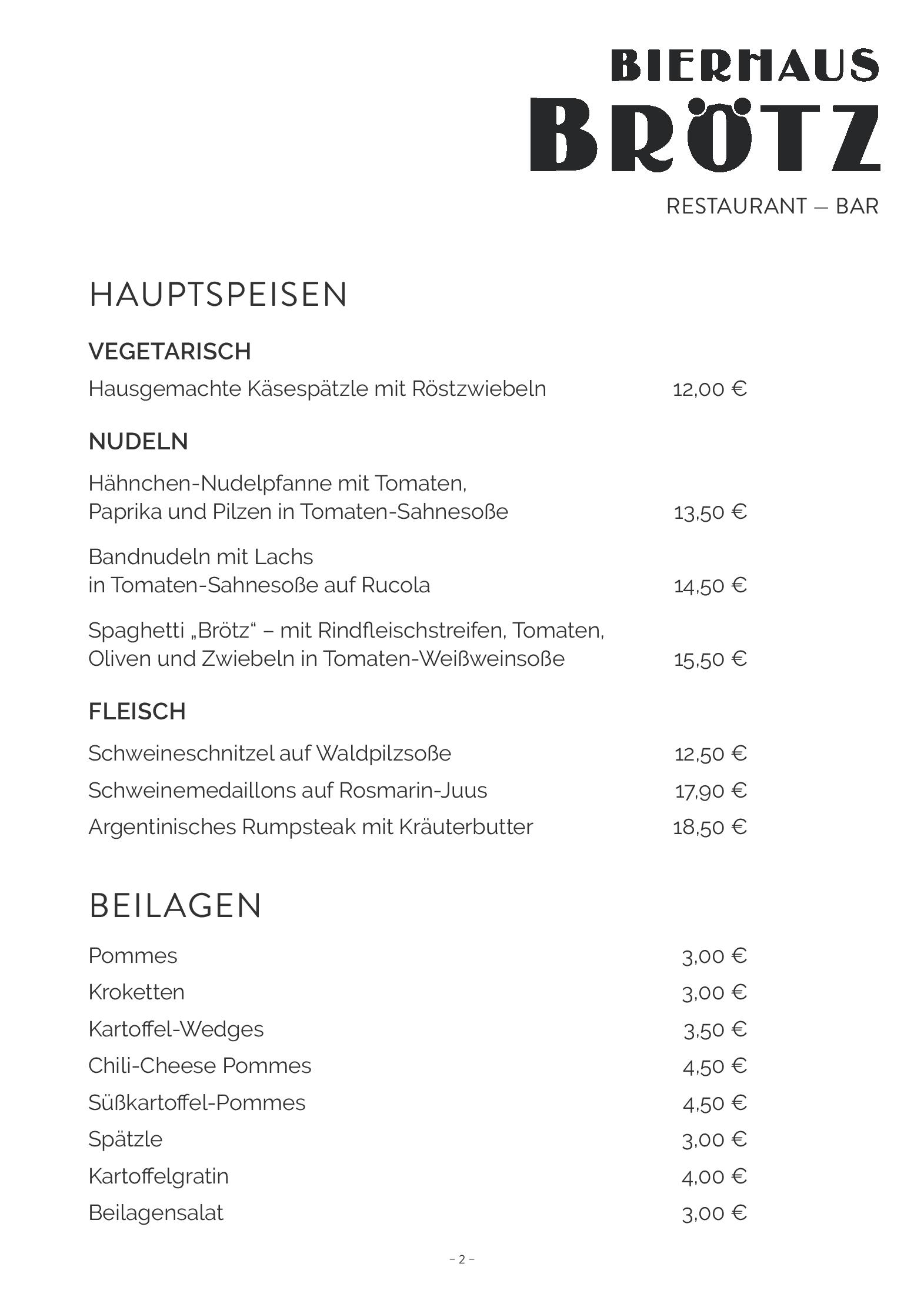 Speisekarte