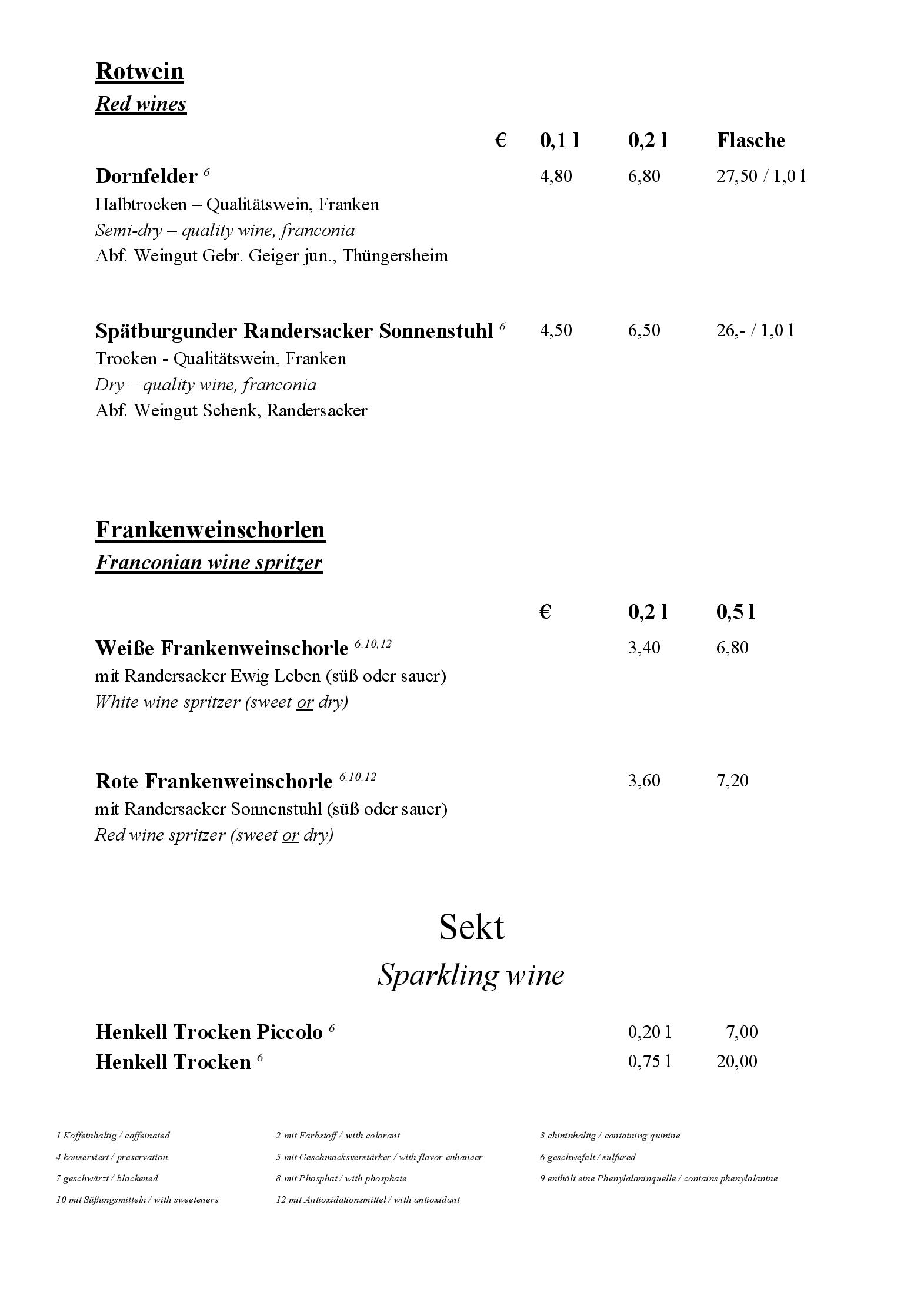 Speisekarte