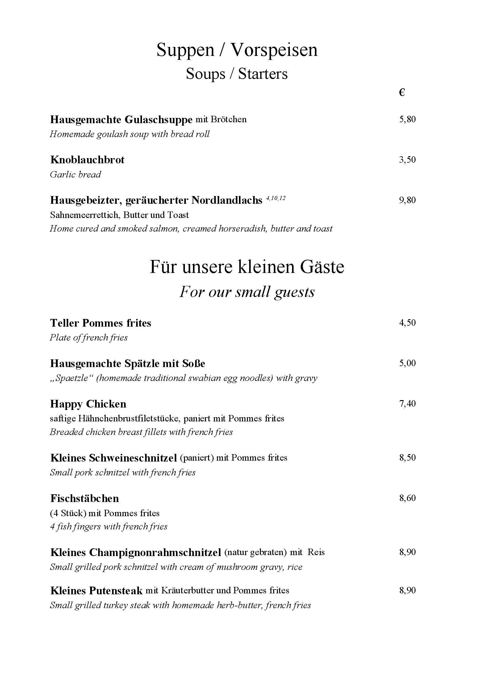Speisekarte