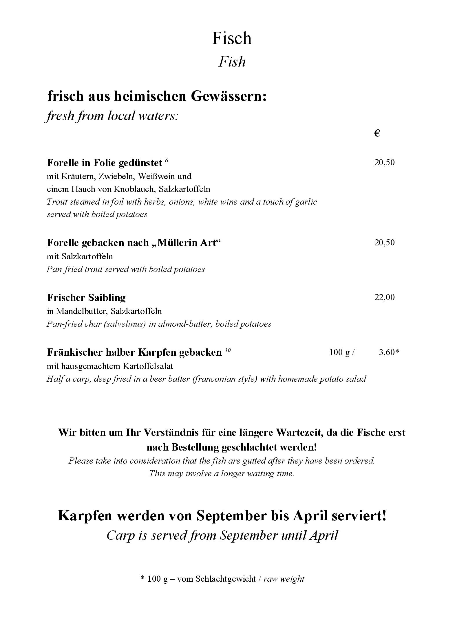 Speisekarte