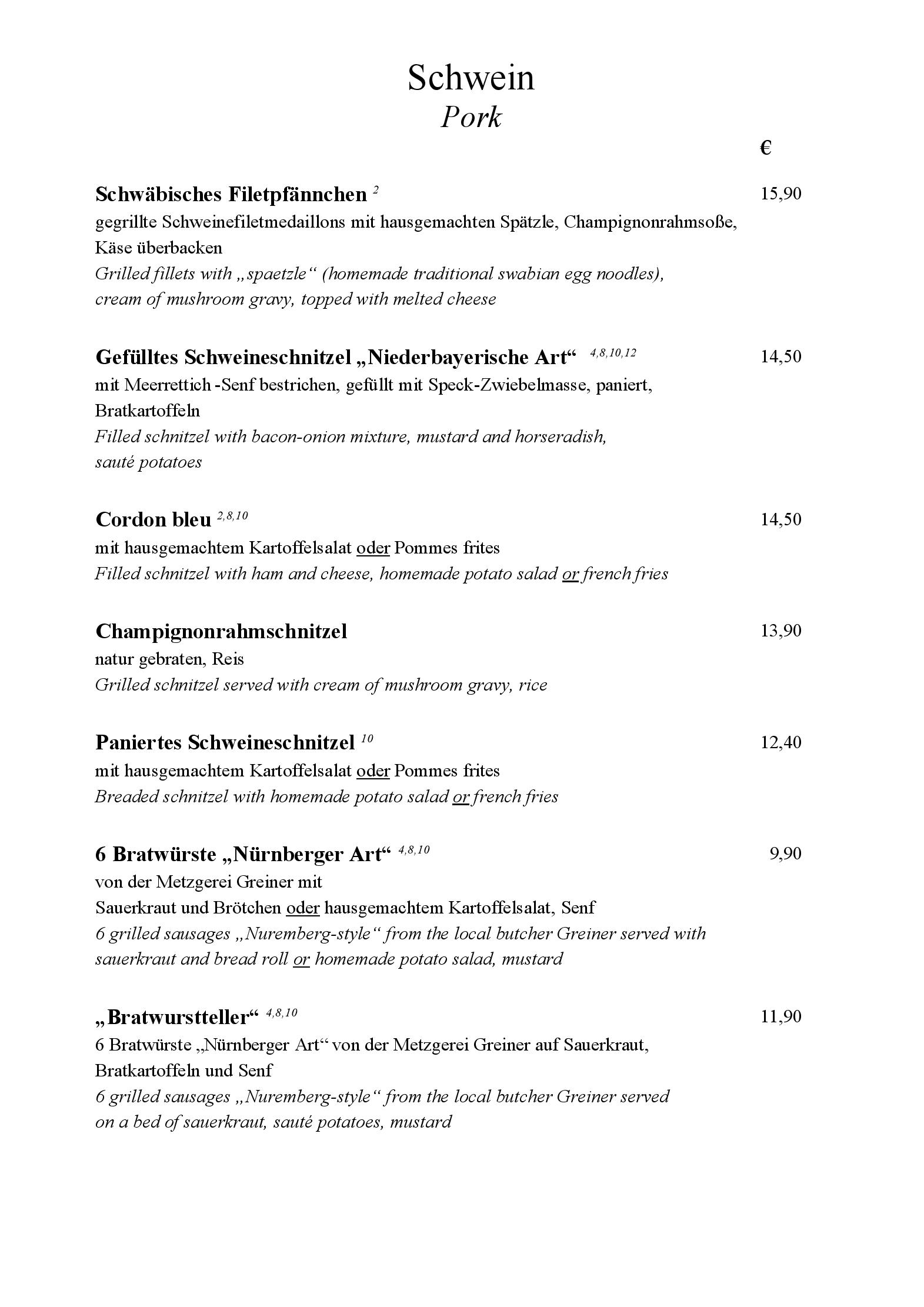 Speisekarte