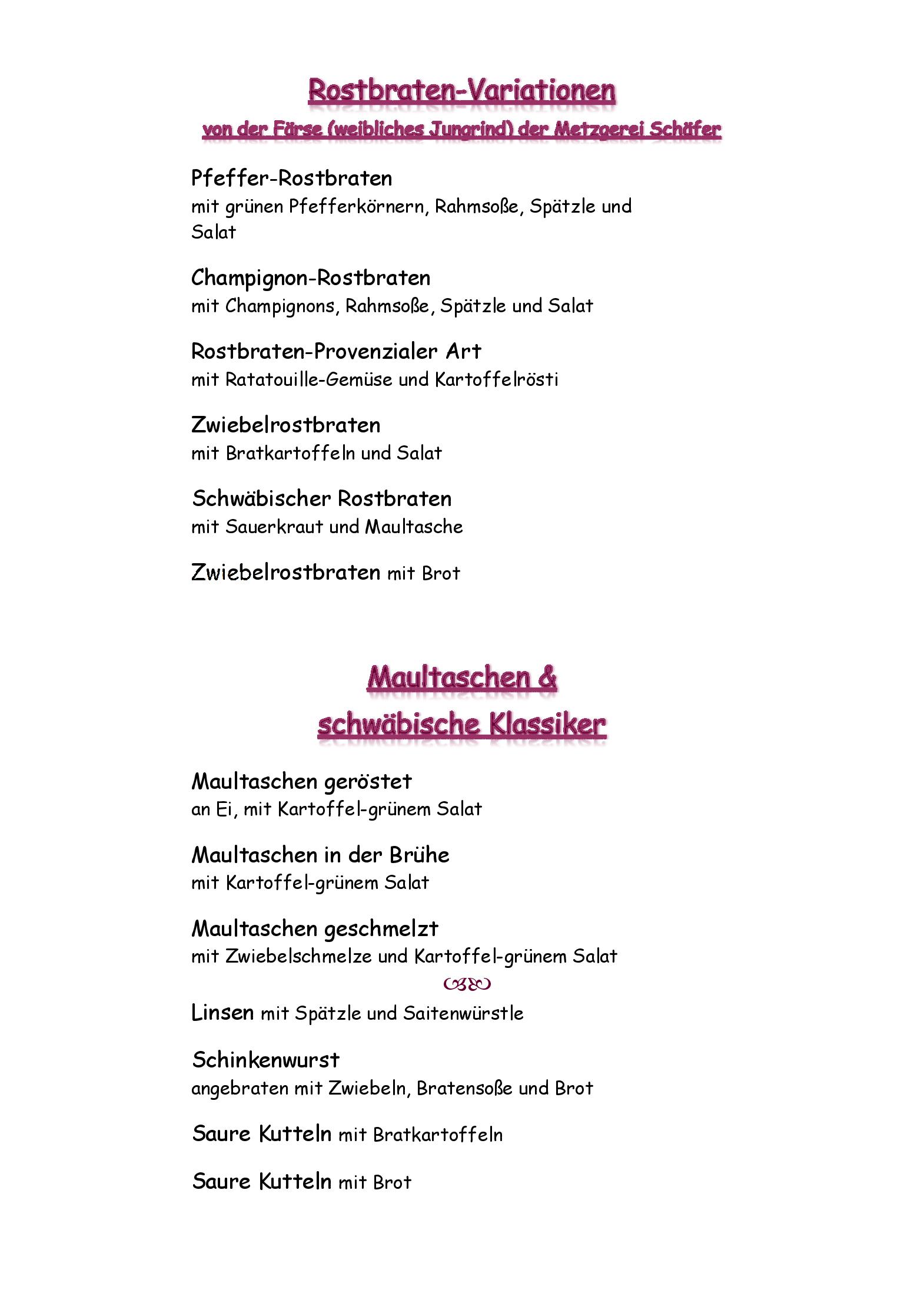 Speisekarte