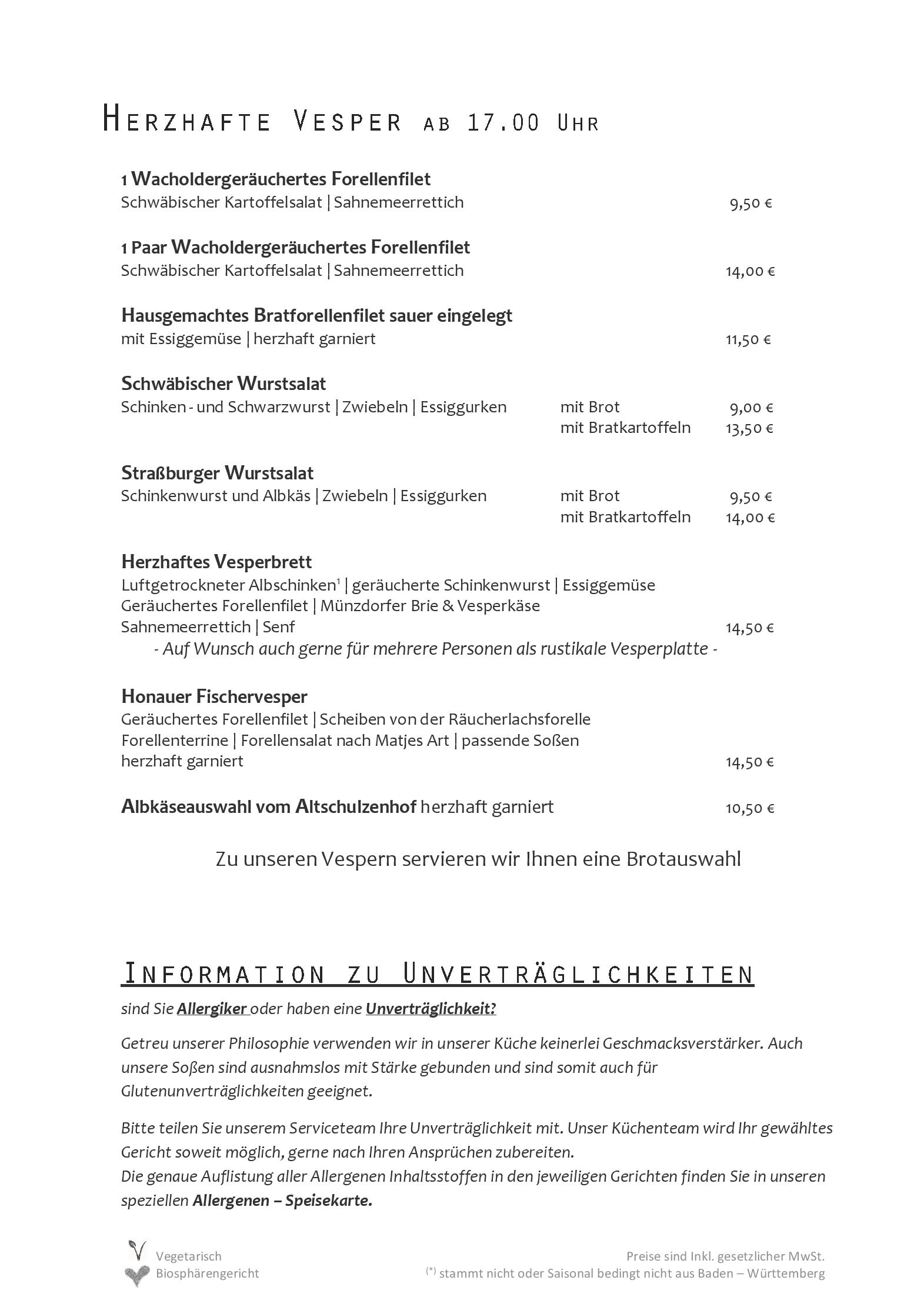 Speisekarte