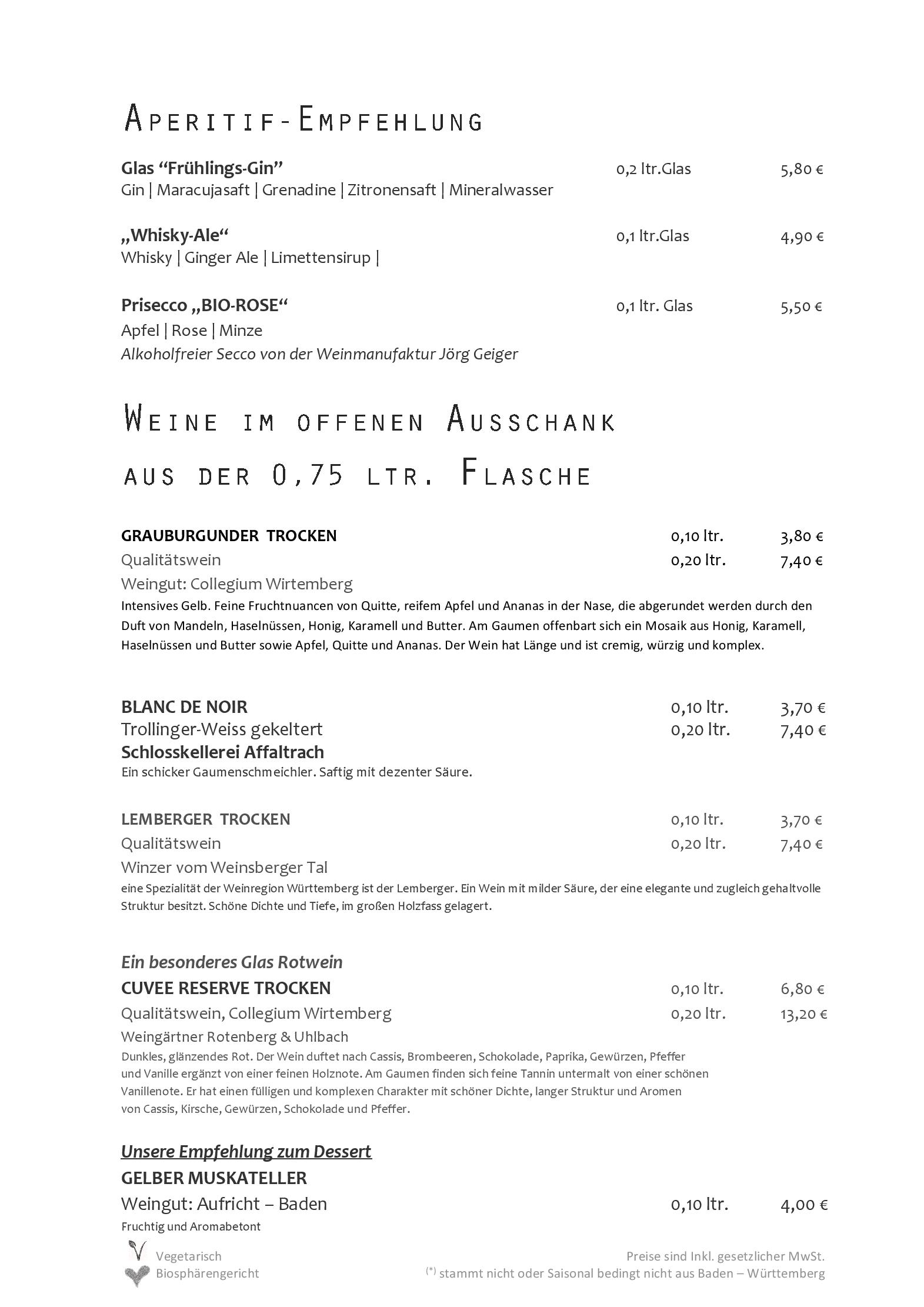 Speisekarte