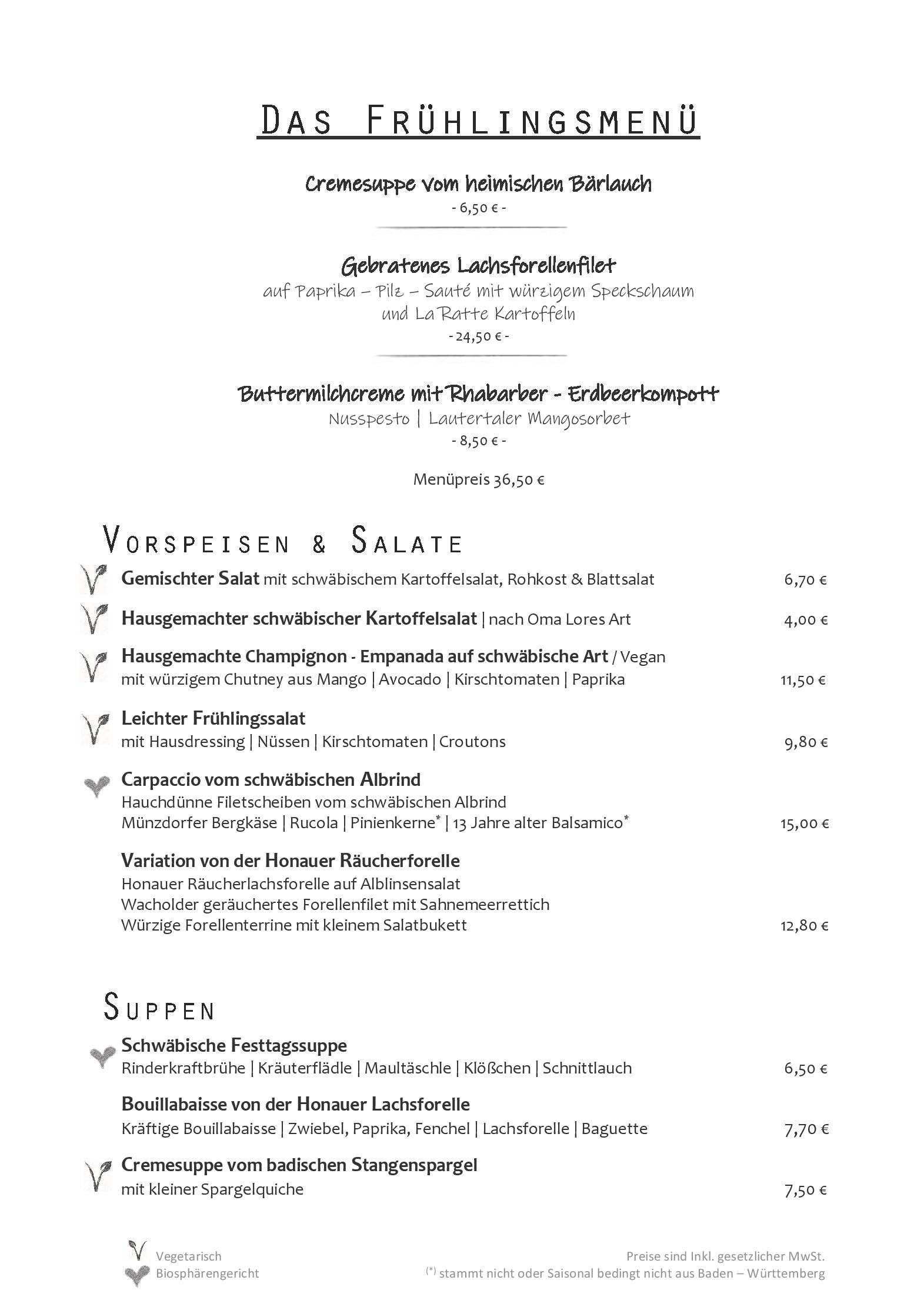 Speisekarte